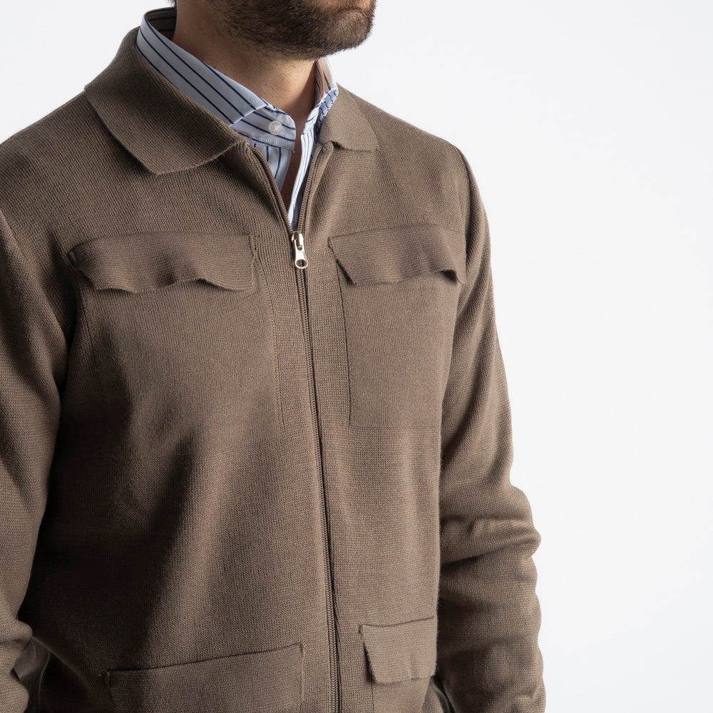 Giacca In Maglia Doppio Cursore Fango