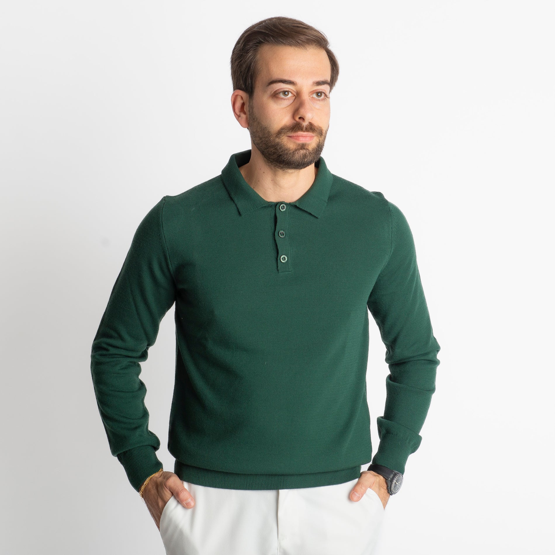 Polo Lana Merinos Verde