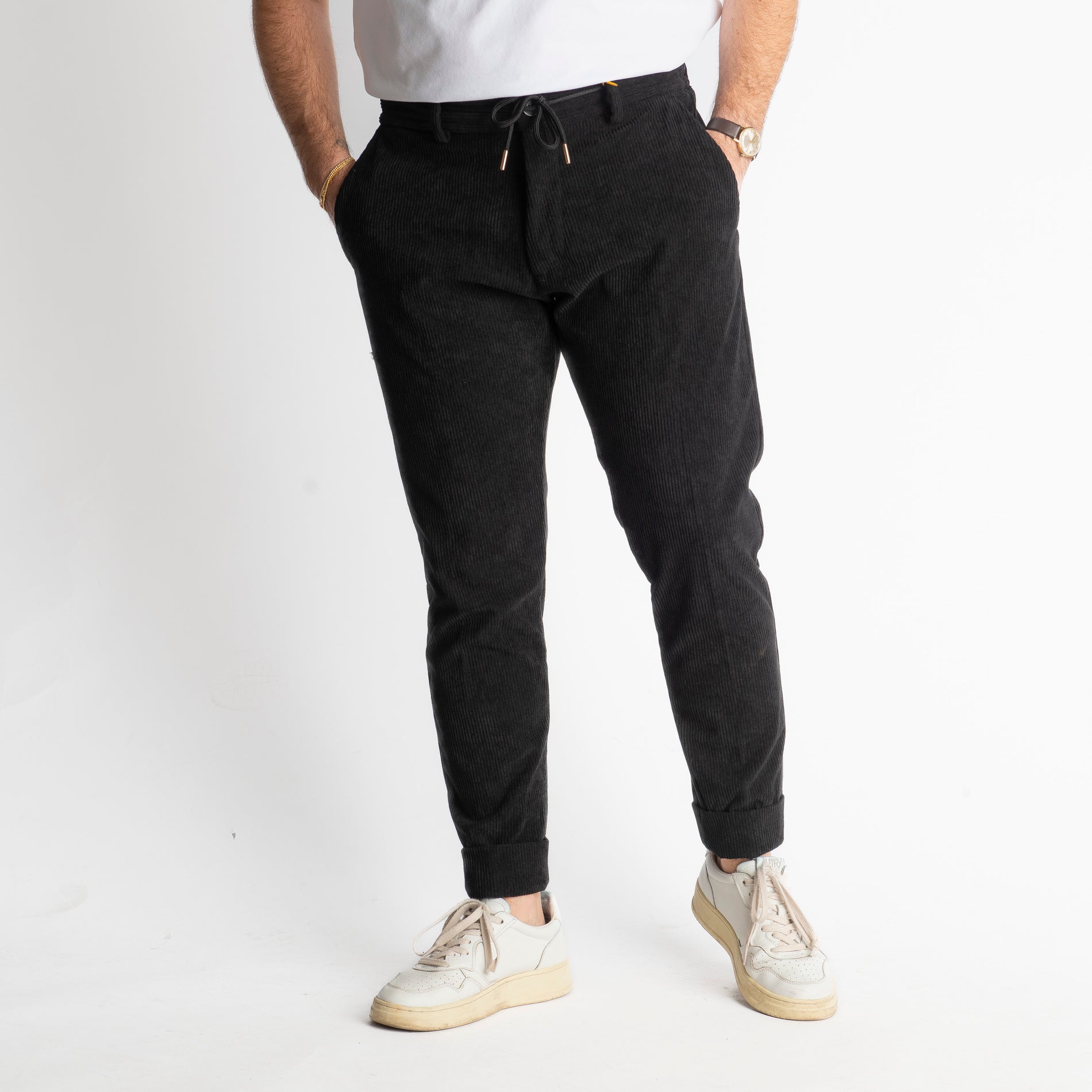 Pantalone Ischia Velluto a Coste Nero