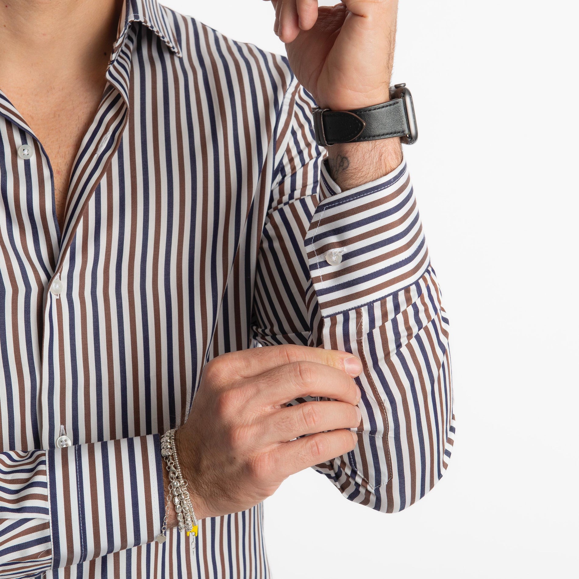 Camicia Rigata Blu/Marrone 500