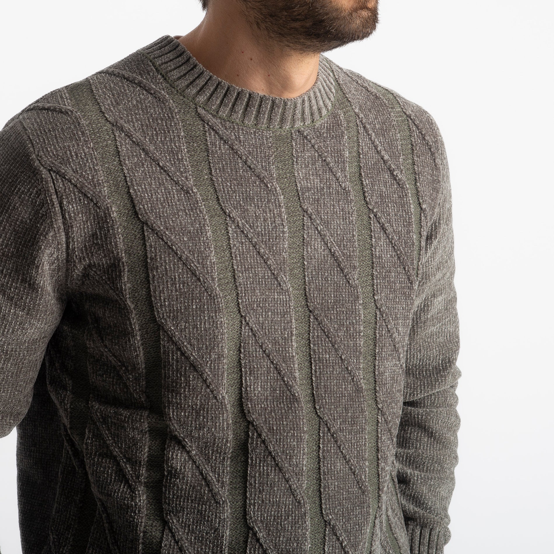 Pullover in Ciniglia a Treccie Verde