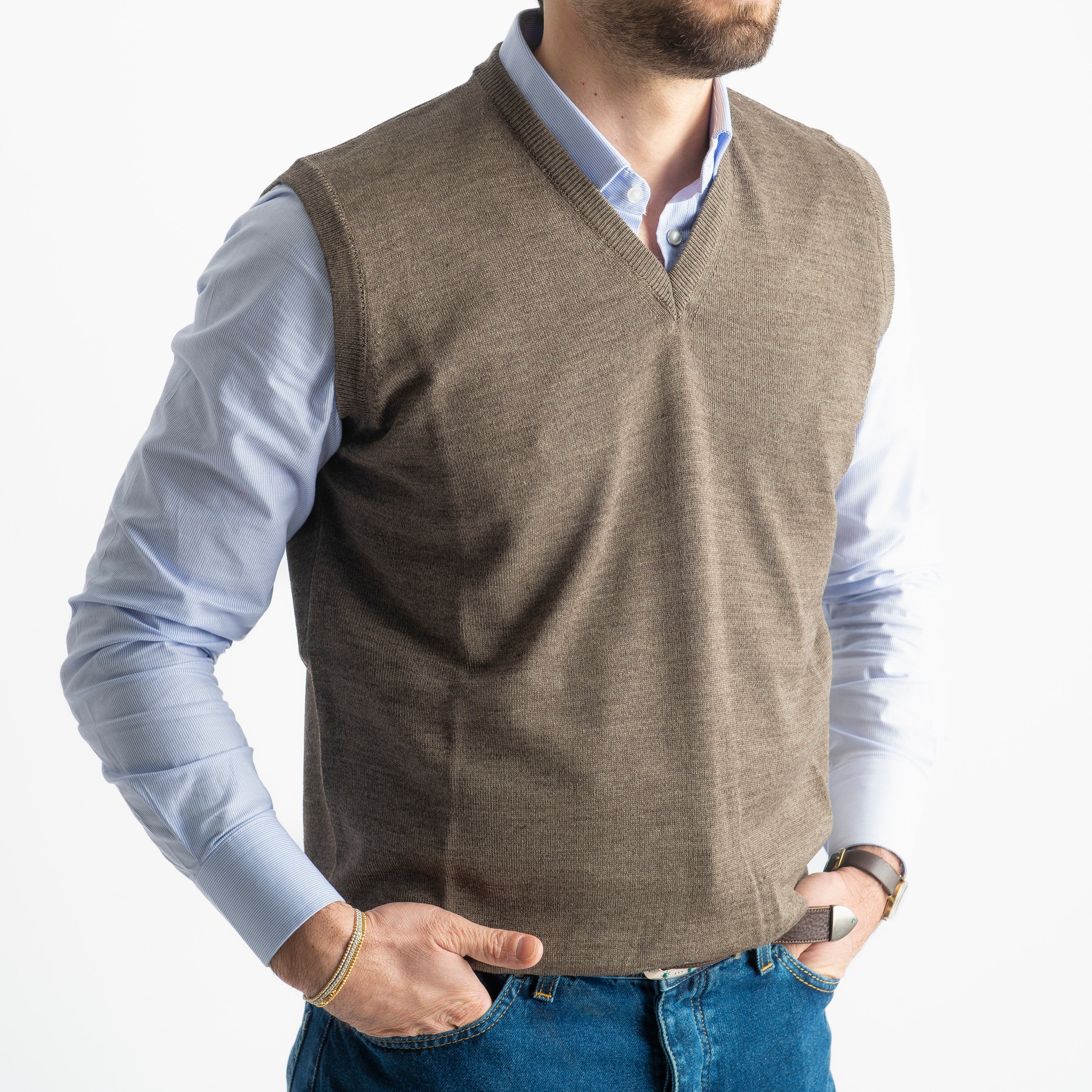 Gilet in Lana Merinos Fango