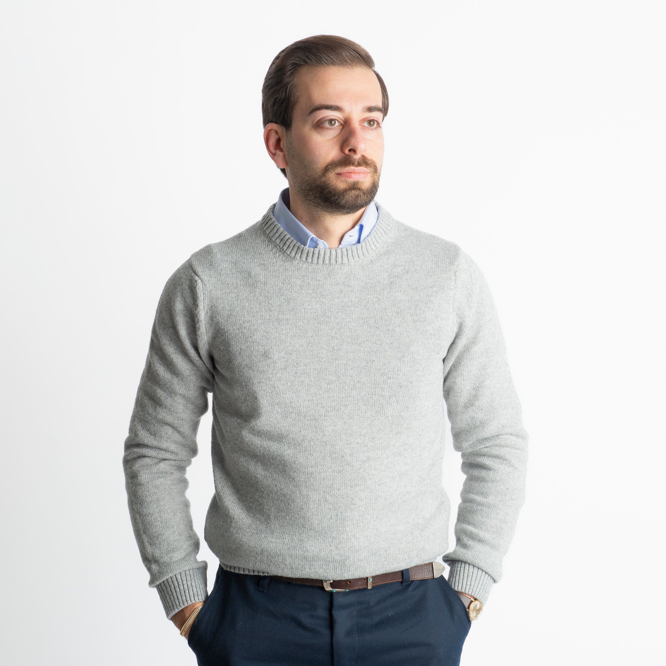 Maglione Girocollo Cortina In Lana Grigio