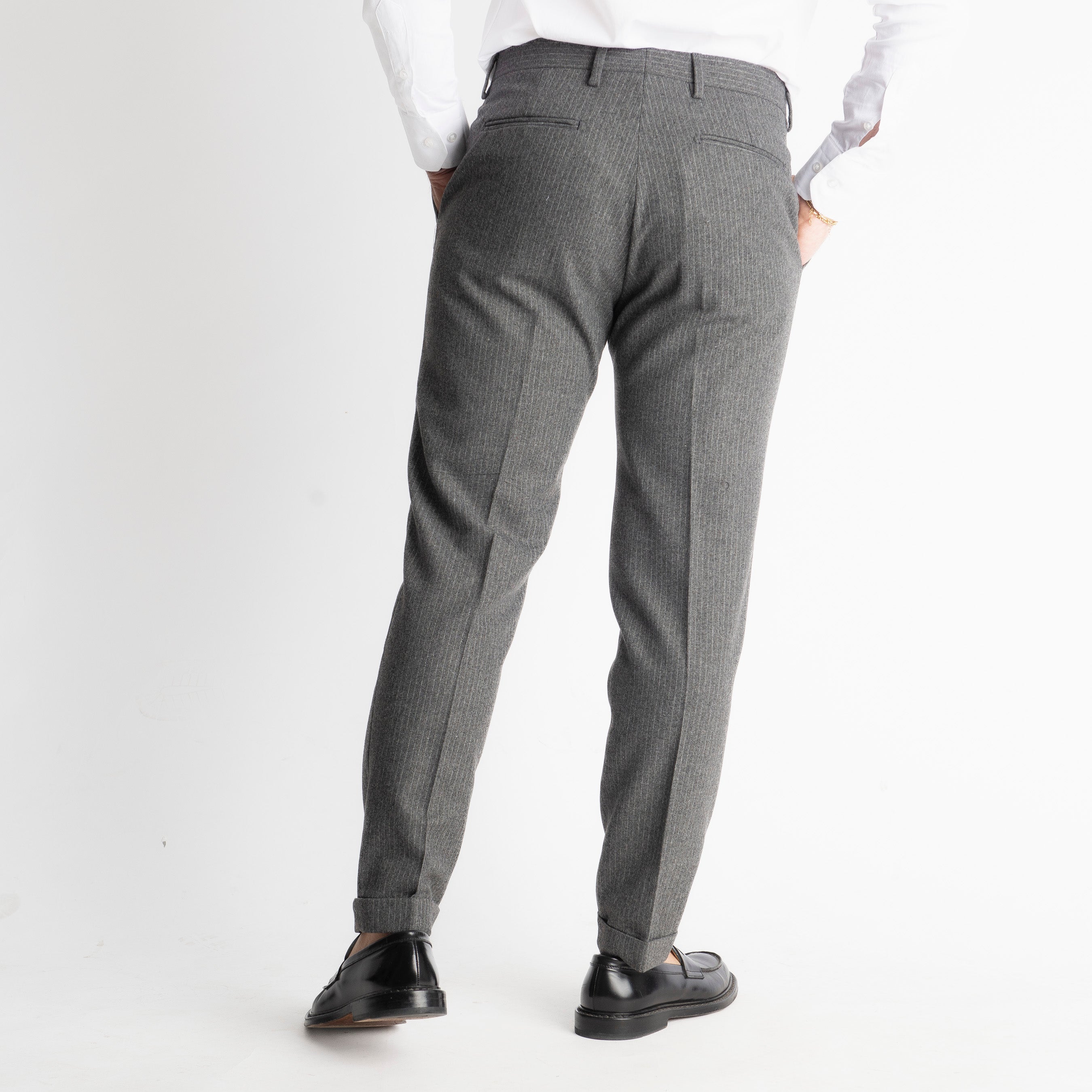 Pantalone TO8011 Wool Rigato Grigio
