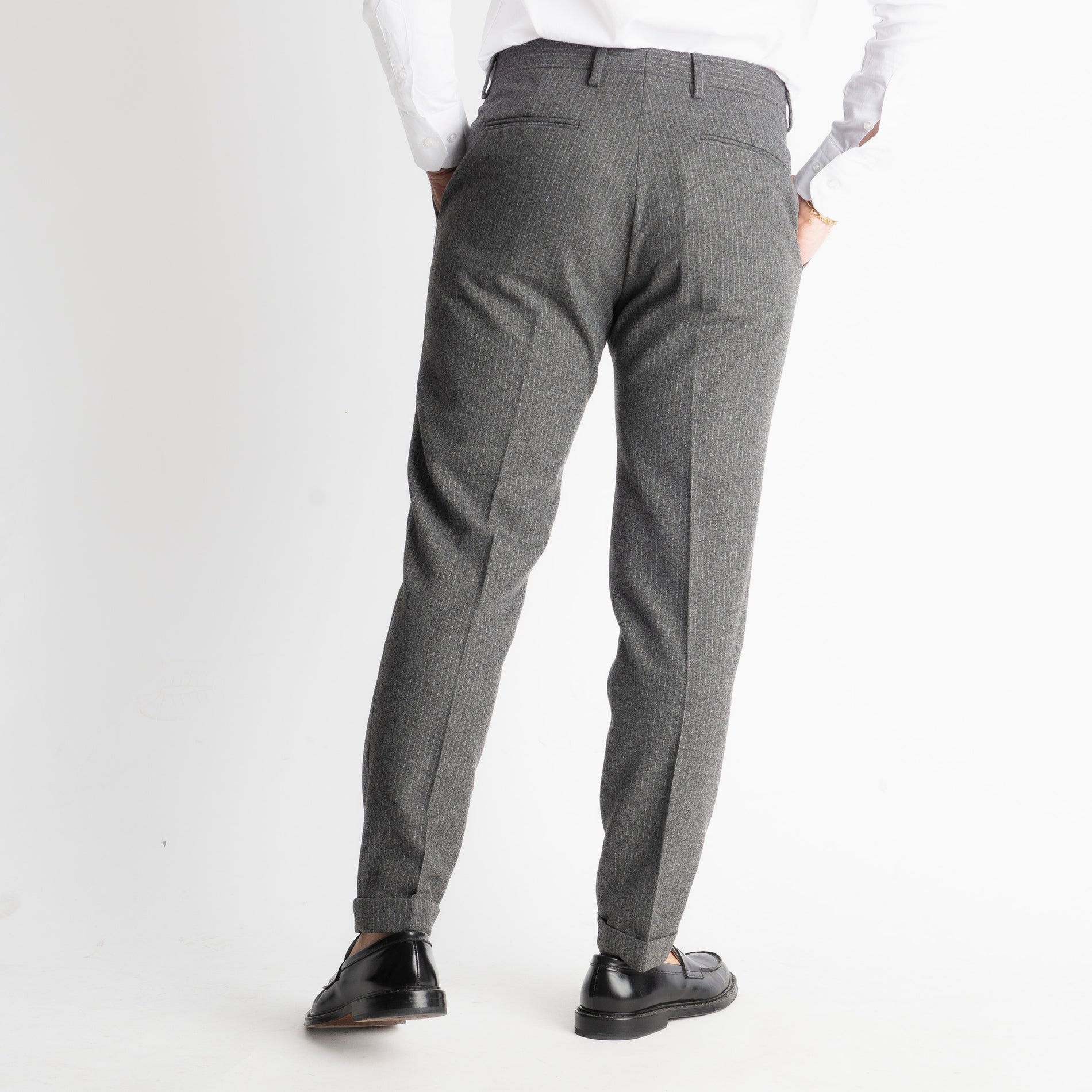 Pantalone TO8011 Wool Rigato Grigio