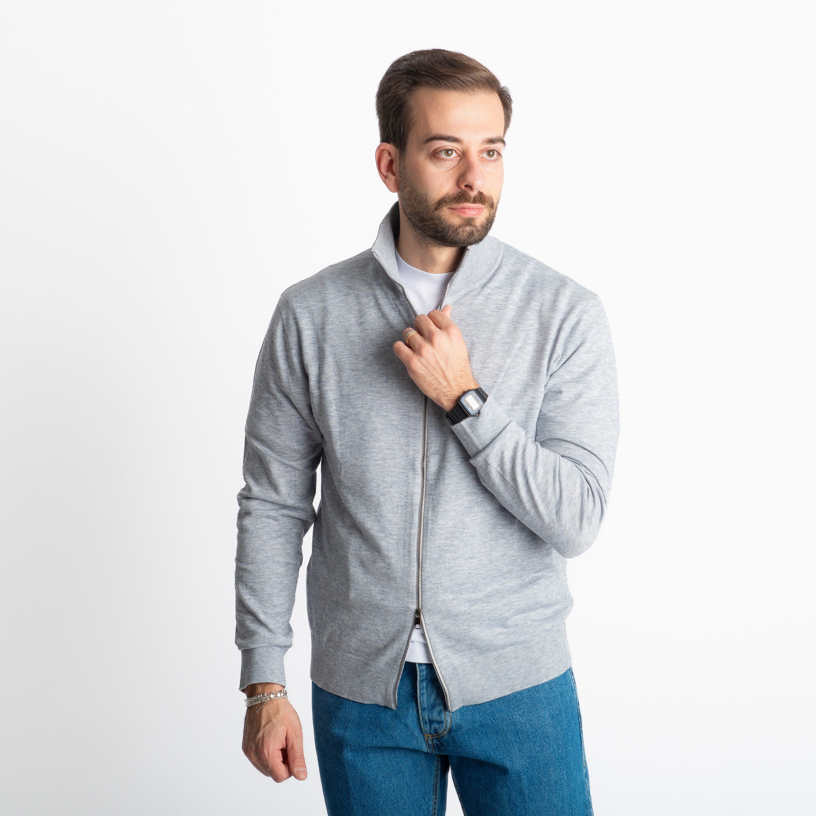 Cardigan Full Zip IT007 Grigio