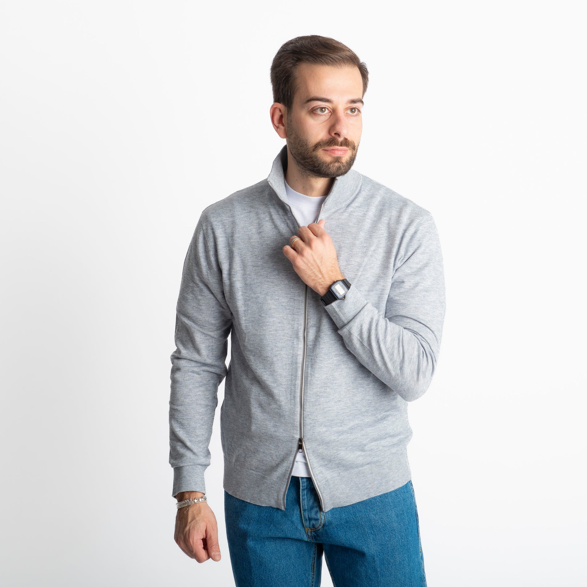 Cardigan Full Zip IT007 Grigio
