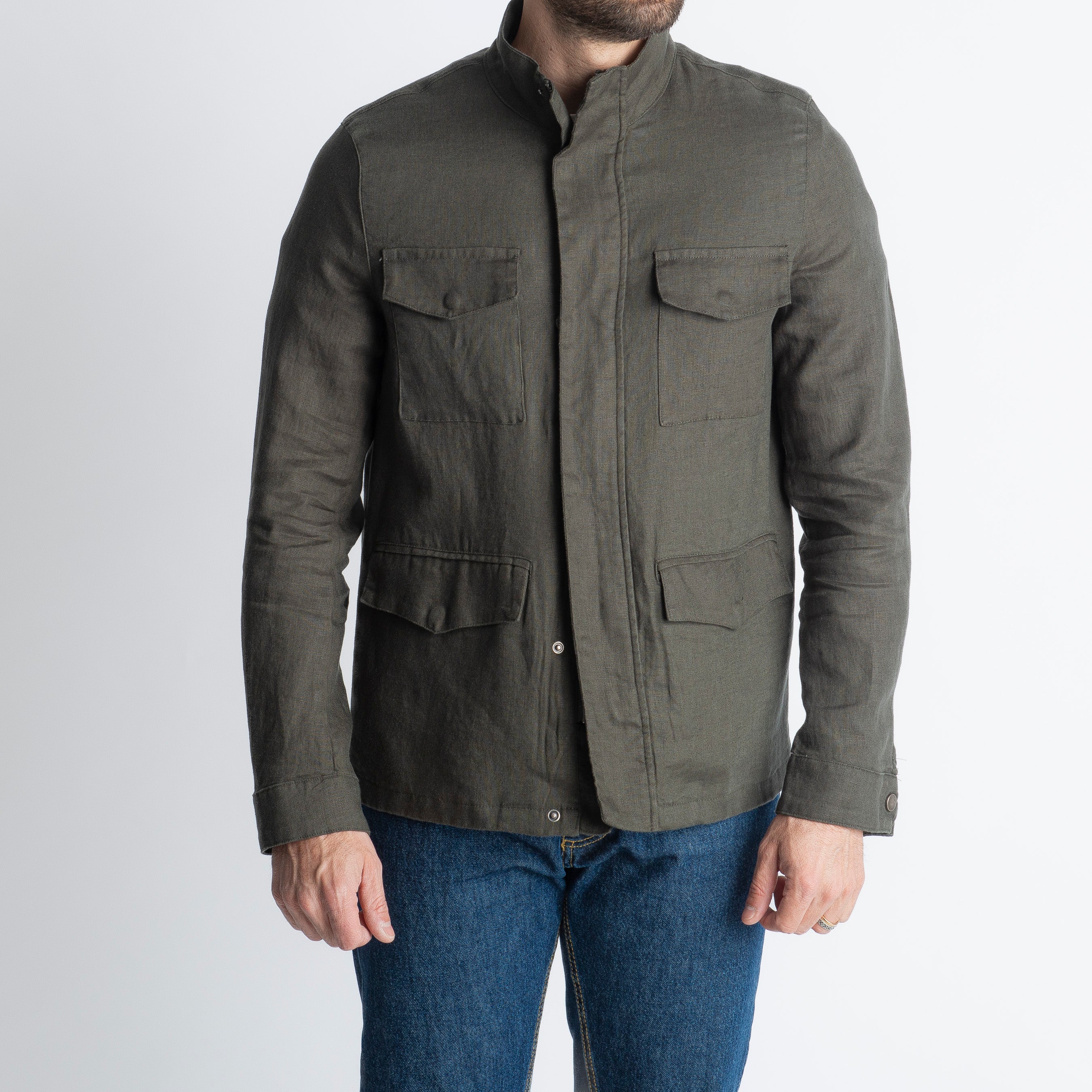 Field Jacket 100% Lino Verde