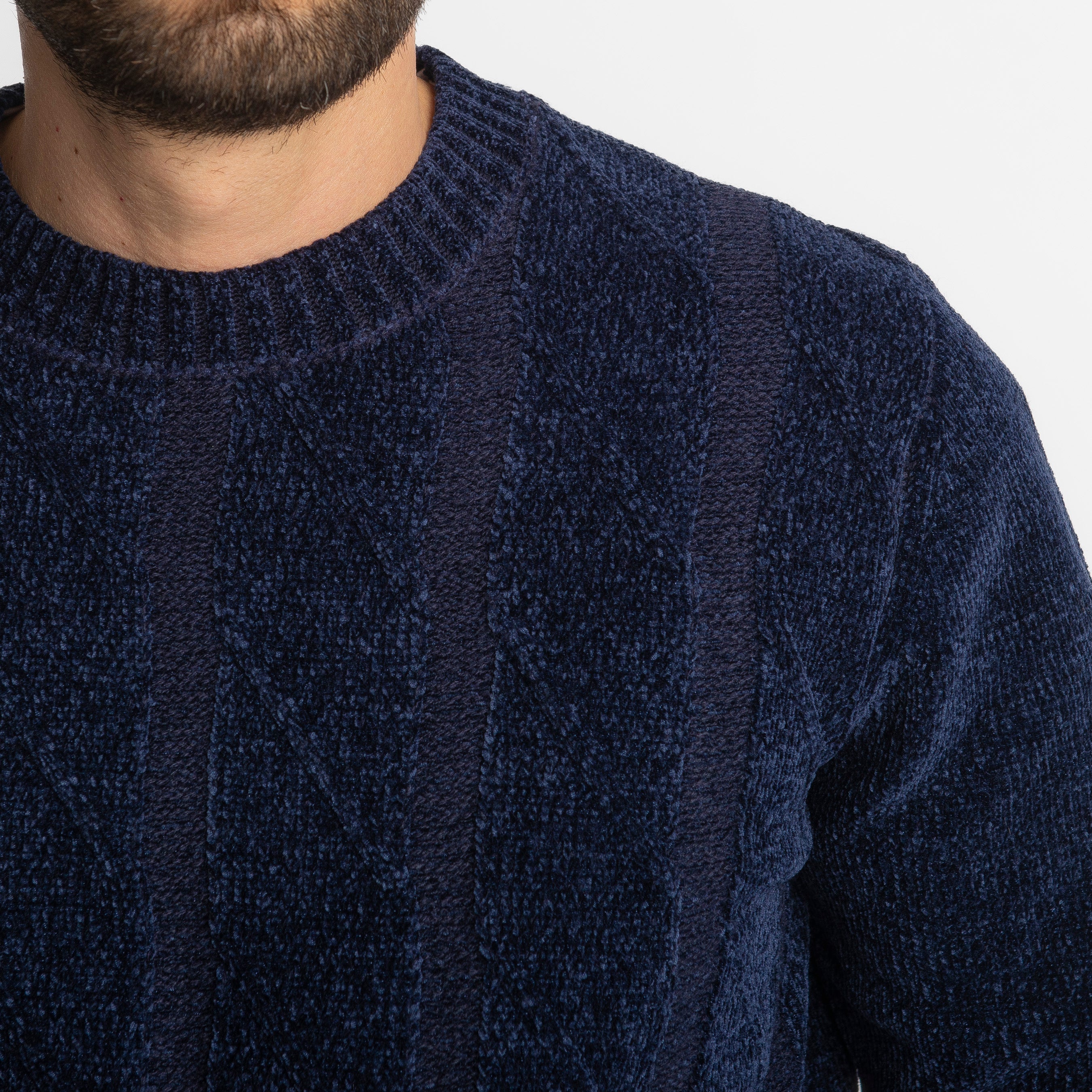 Pullover in Ciniglia a Trecce Blu
