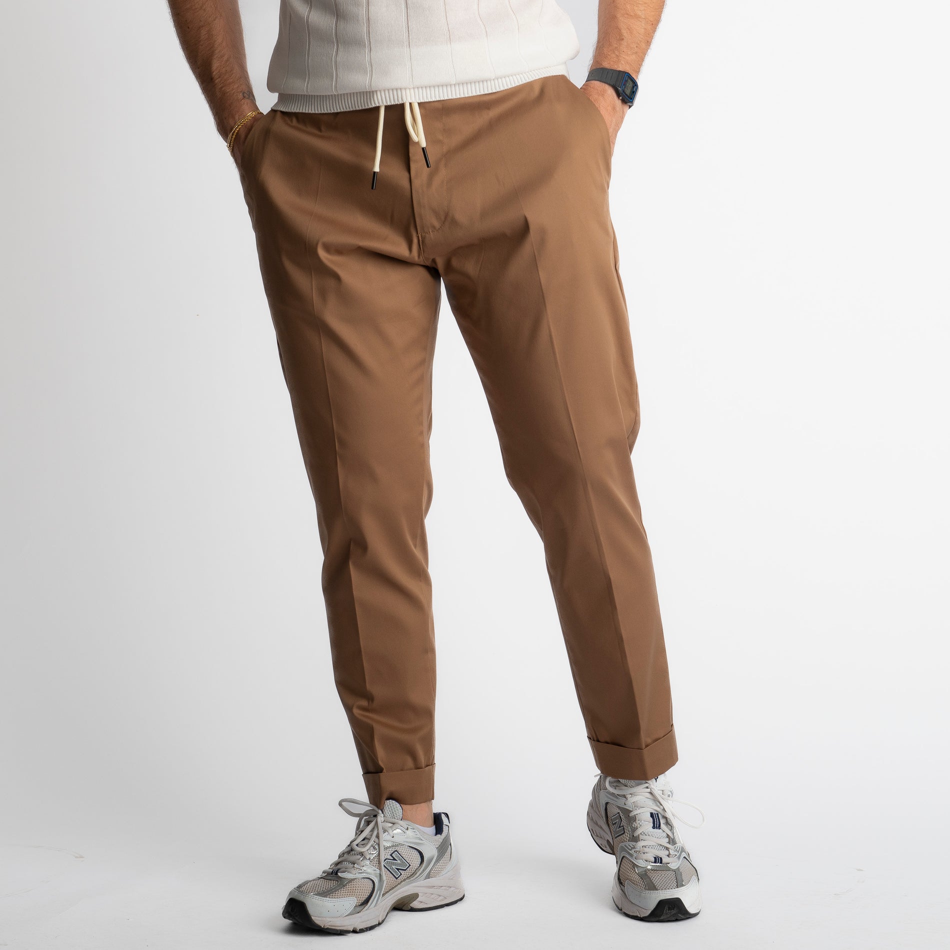 Pantalone Ischia Tessuto no Stiro Nocciola