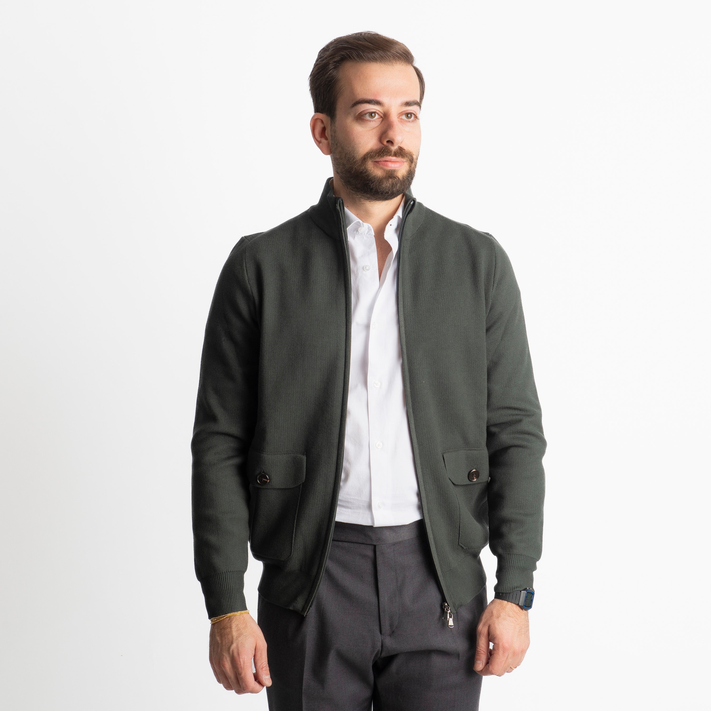 Cardigan Con Zip 251167 Verde