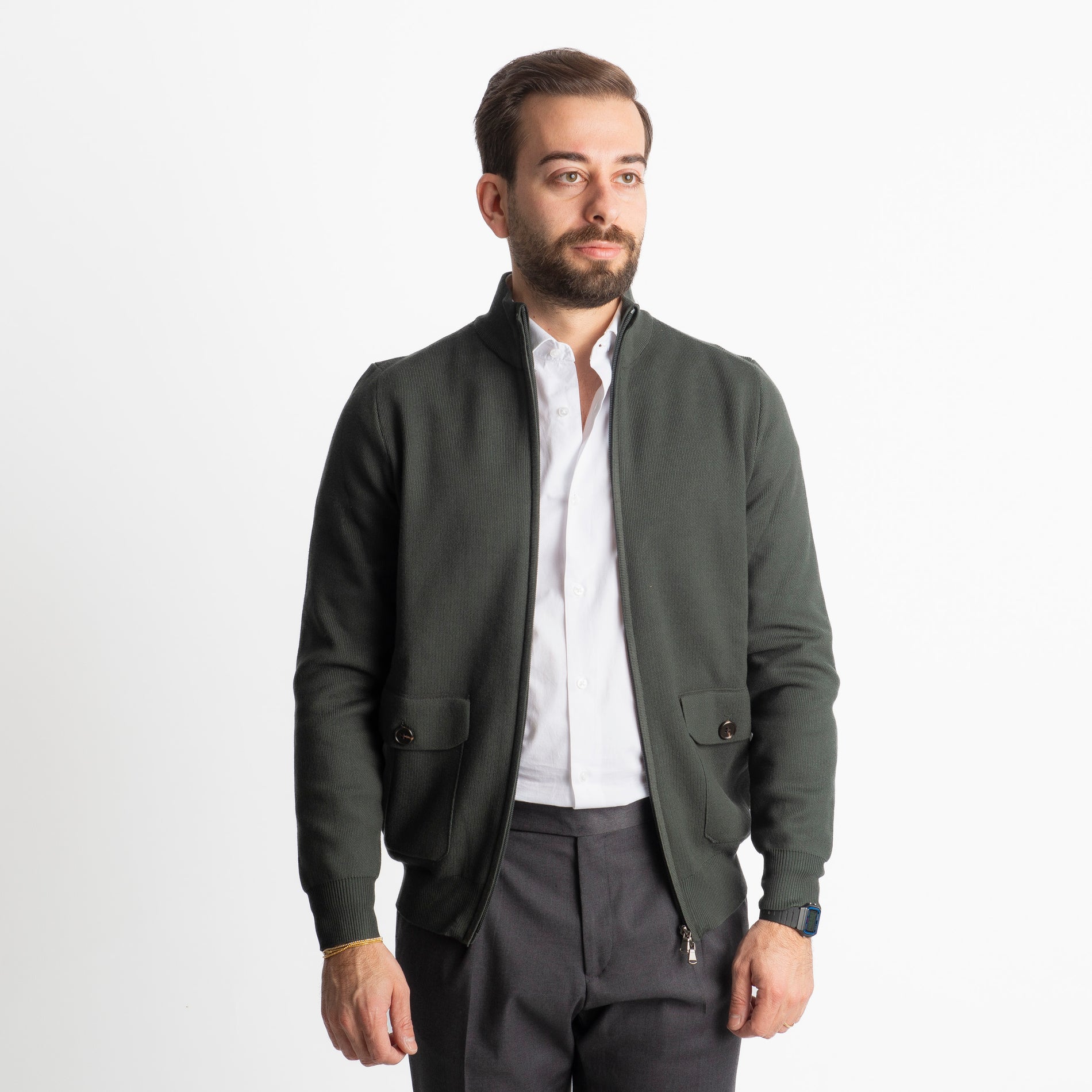 Cardigan Con Zip 251167 Verde