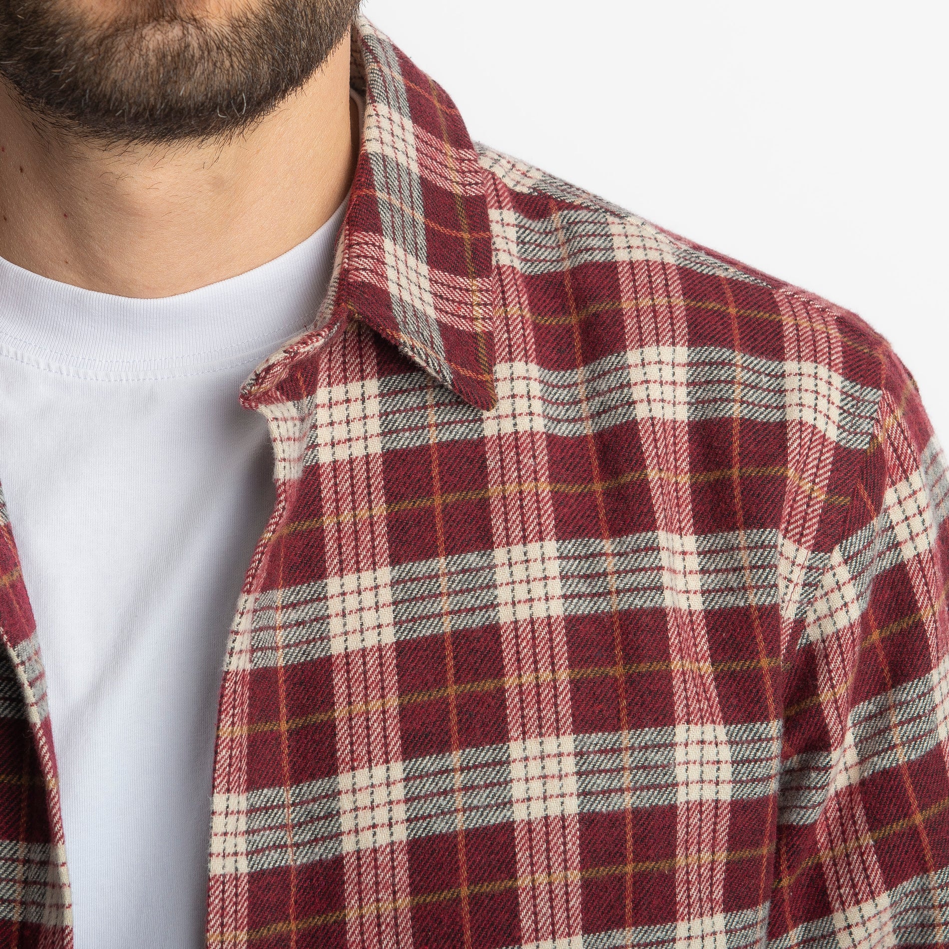 Camicia in Flanella a Quadri Bordeaux