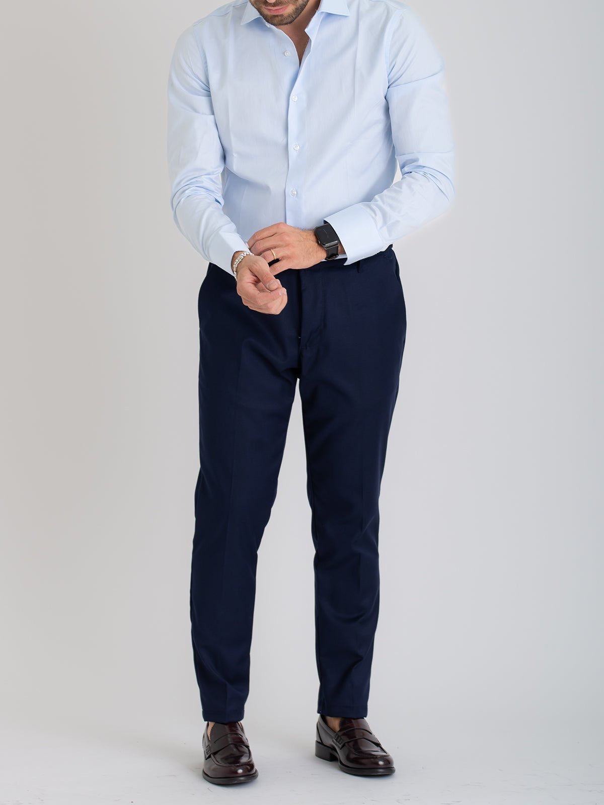 Camicia Uomo Tinta Unita Celeste Regular
