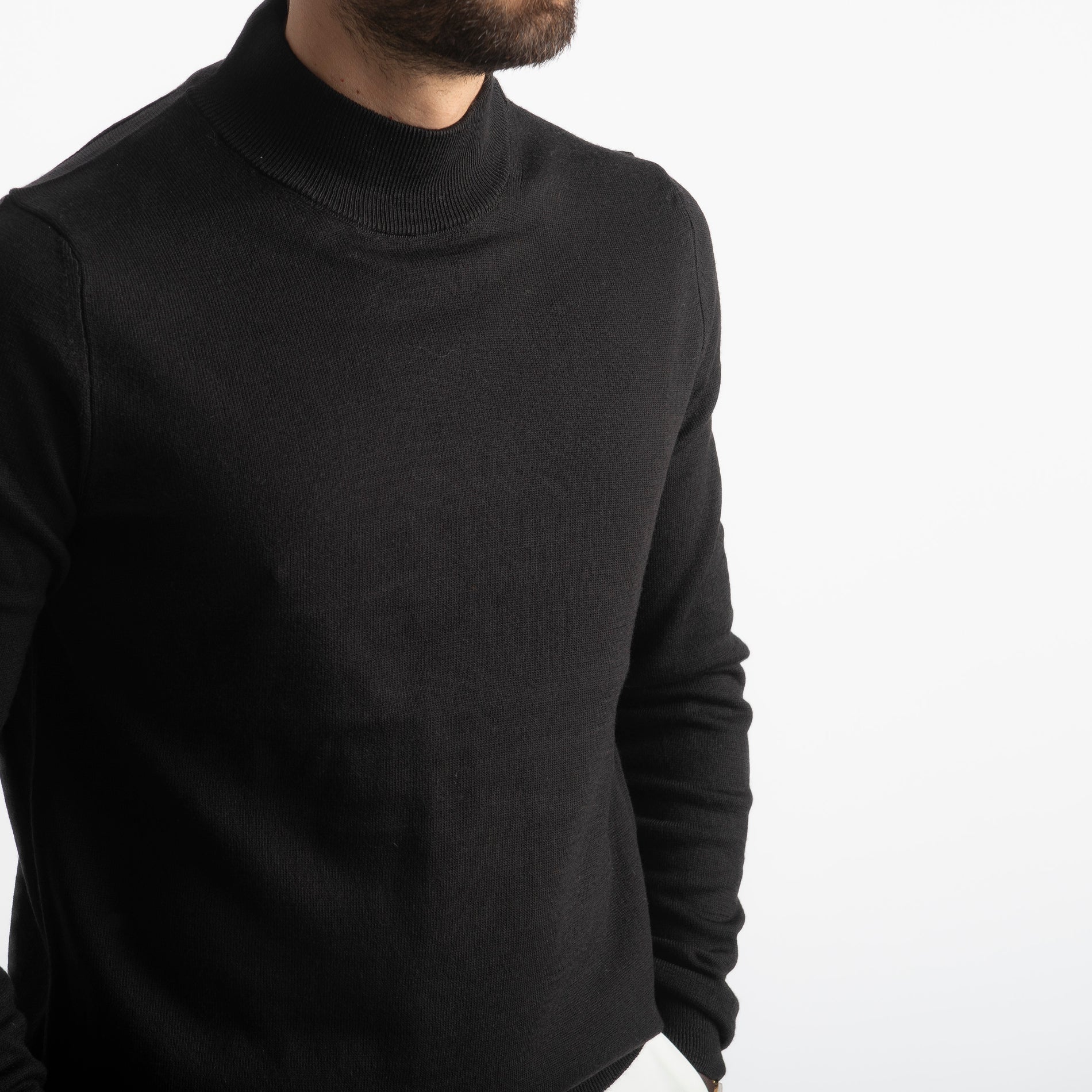 Lupetto Mezzo Collo Lana Merinos Nero