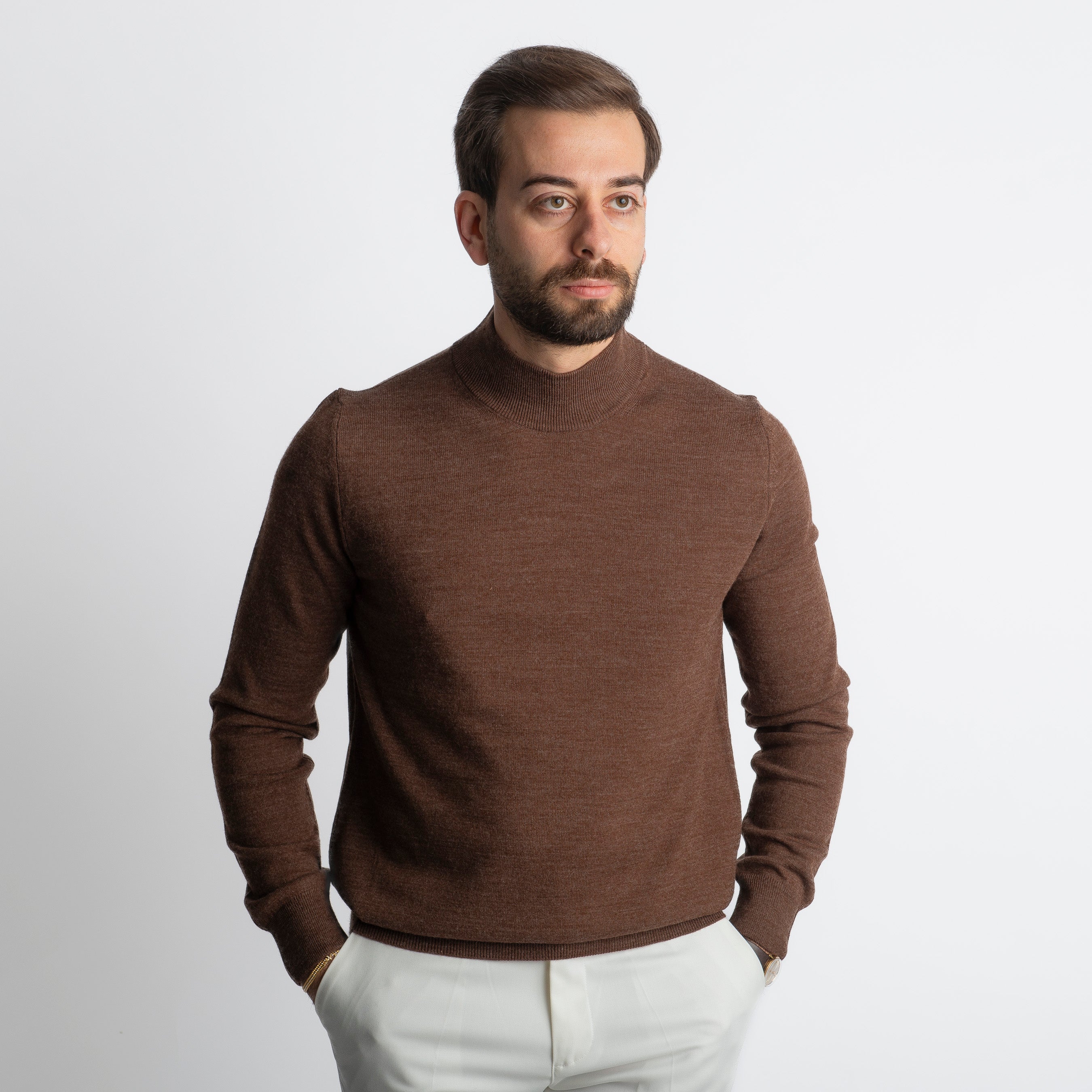 Lupetto Mezzo Collo Lana Merinos Moro