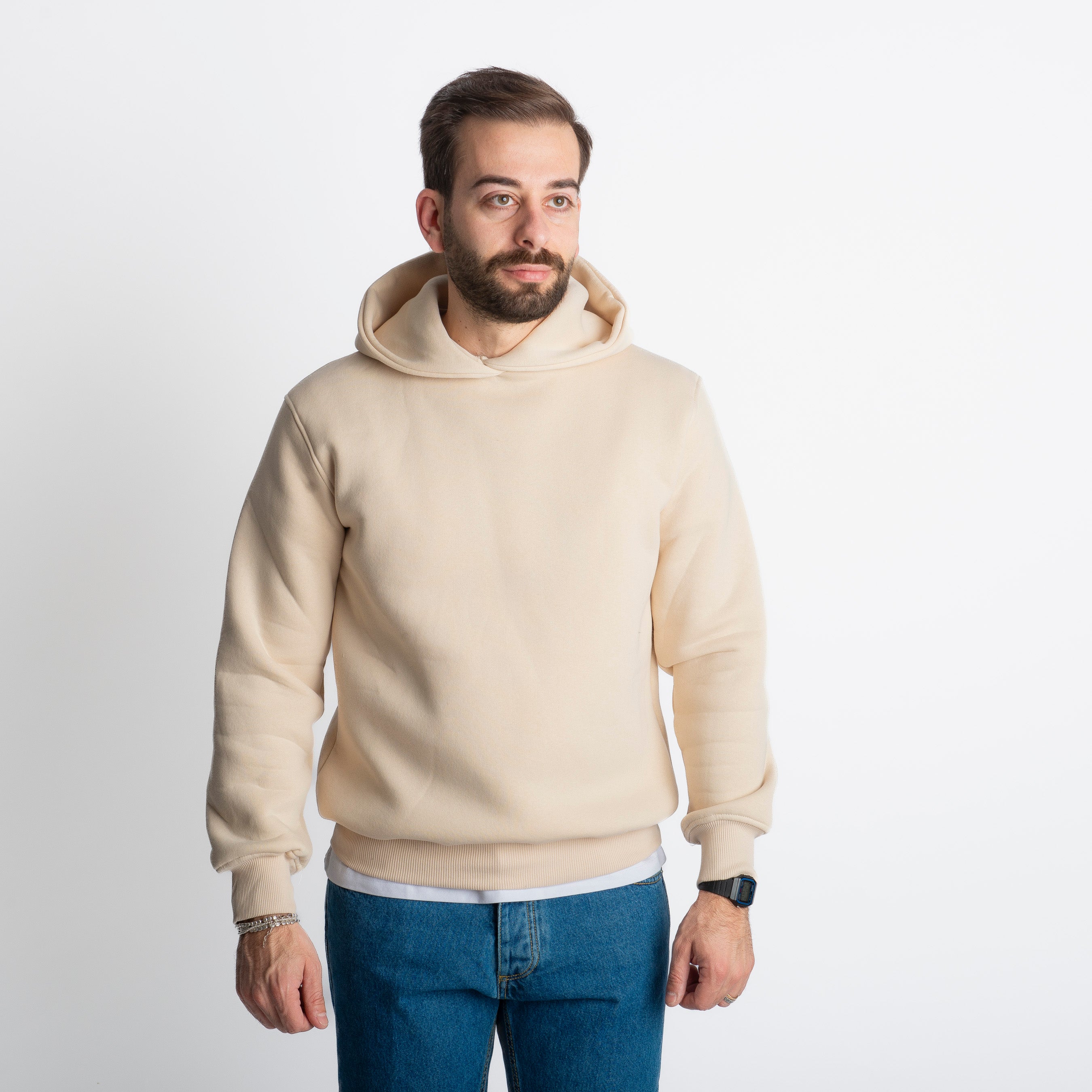 Felpa Uomo Con Cappuccio 0310 Beige