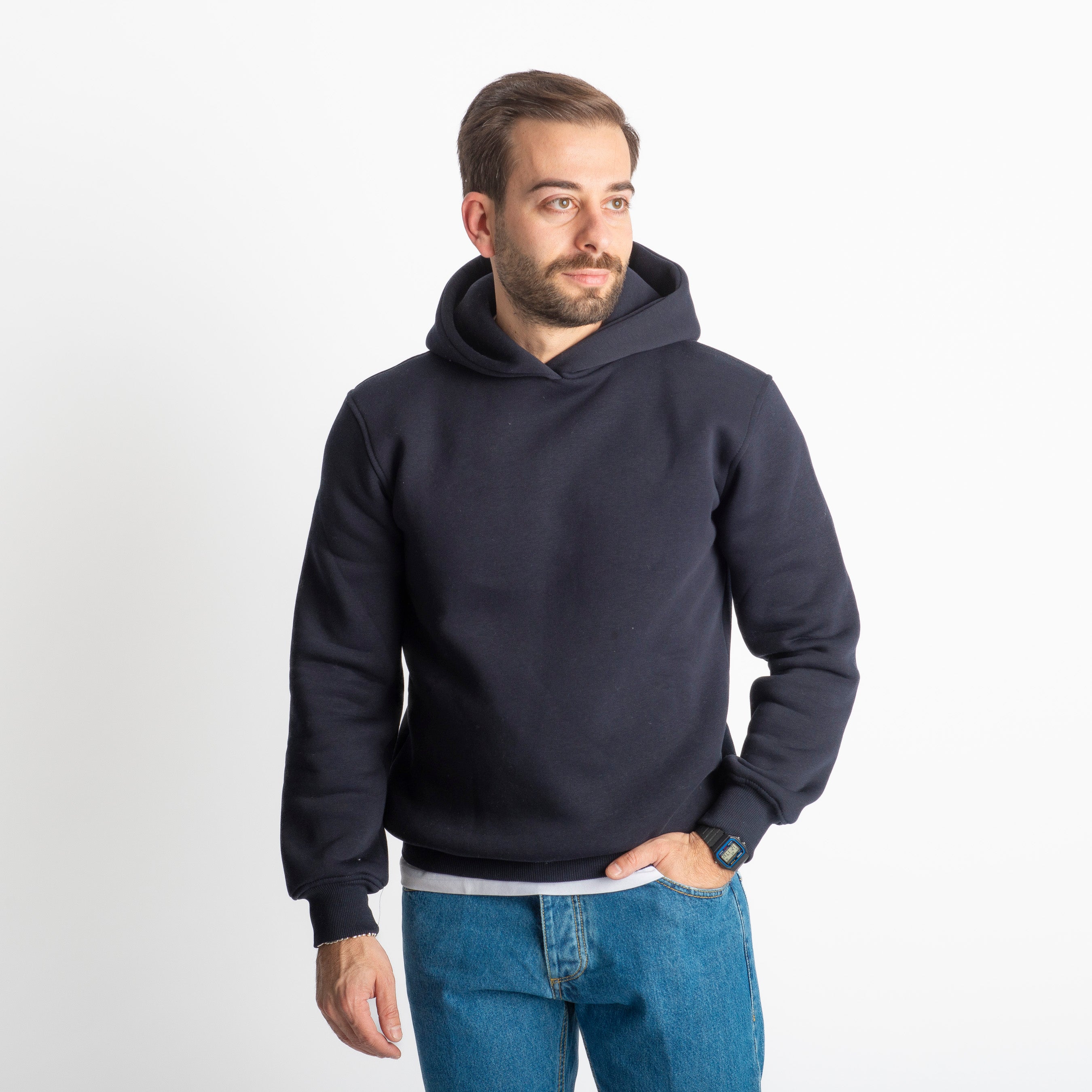 Felpa Uomo Con Cappuccio 0310 Blu Notte