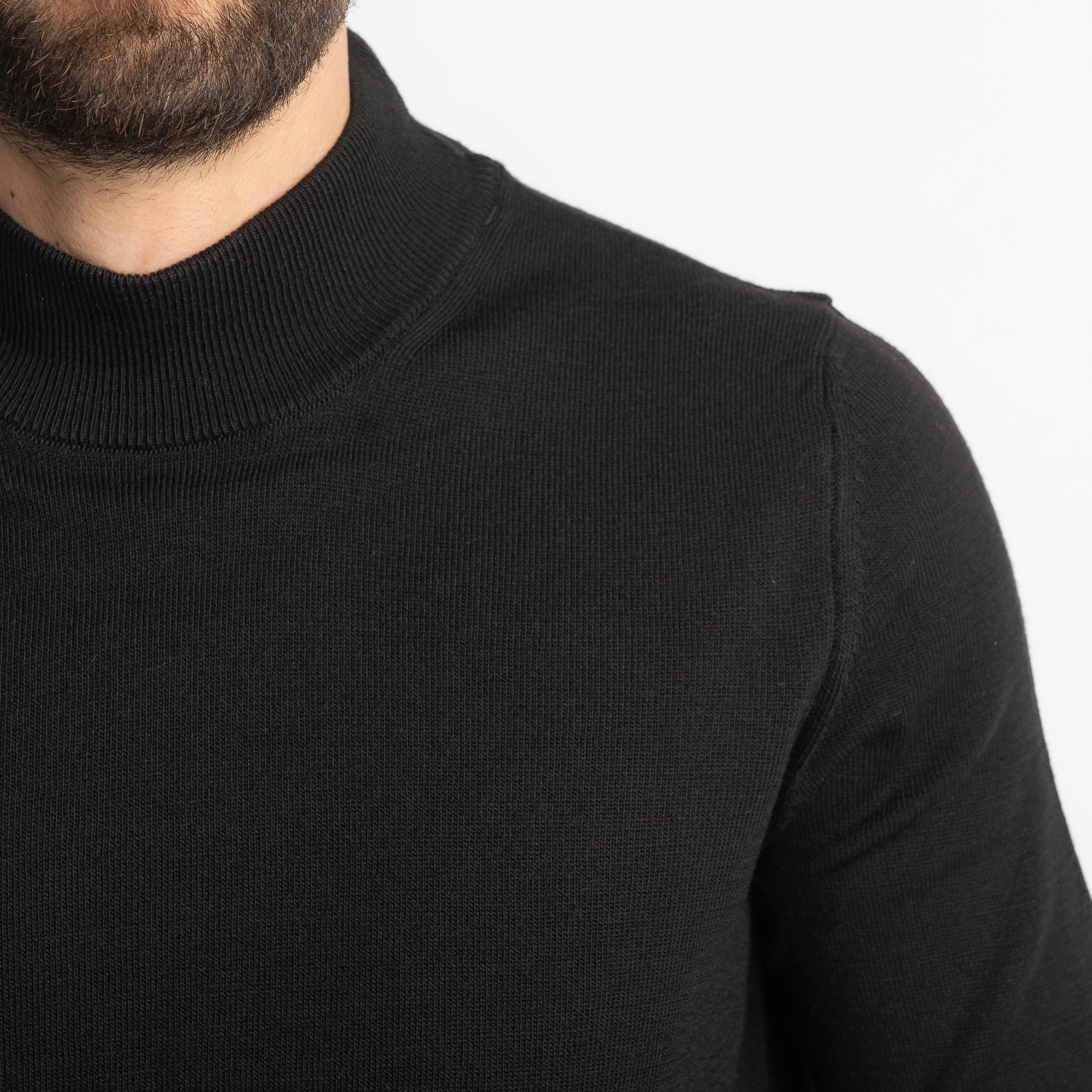 Lupetto Mezzo Collo Lana Merinos Nero