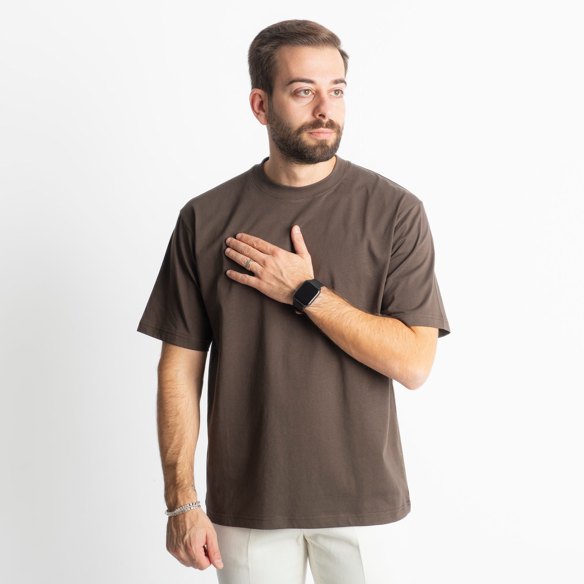 T-shirt Regular in Cotone Marrone