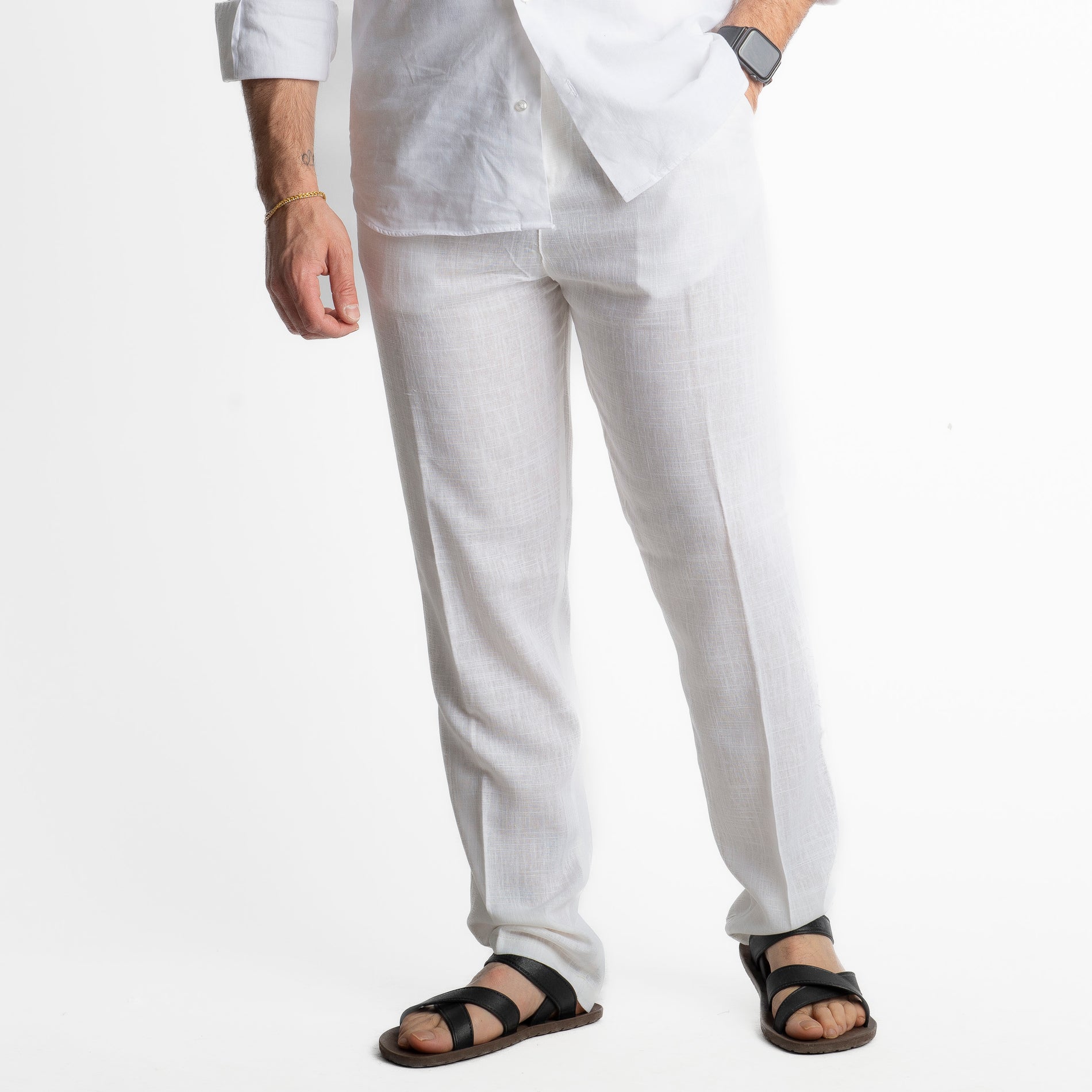 Pantalone in Lino Officine Borboniche Bianco
