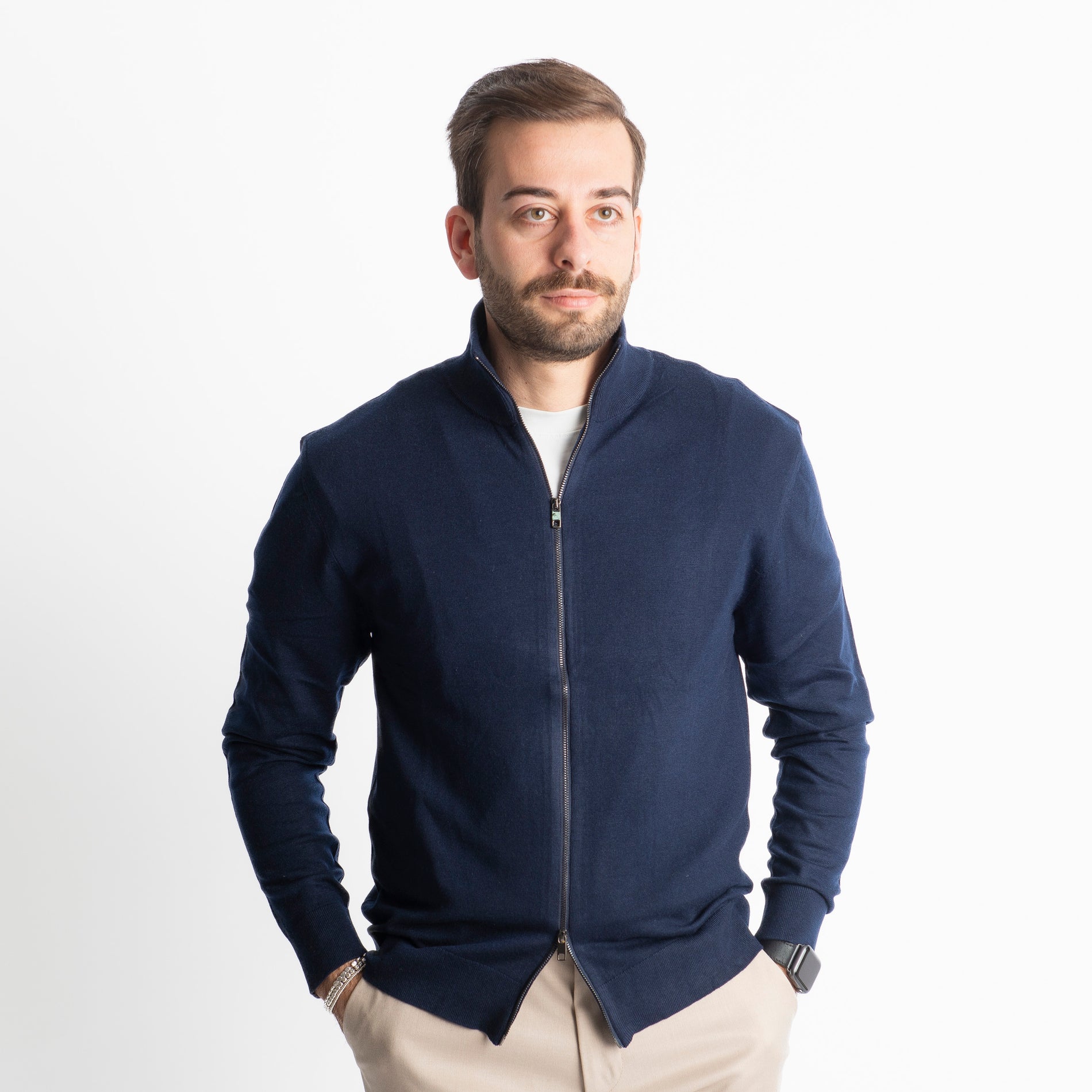 Cardigan Full Zip IT007 Blu