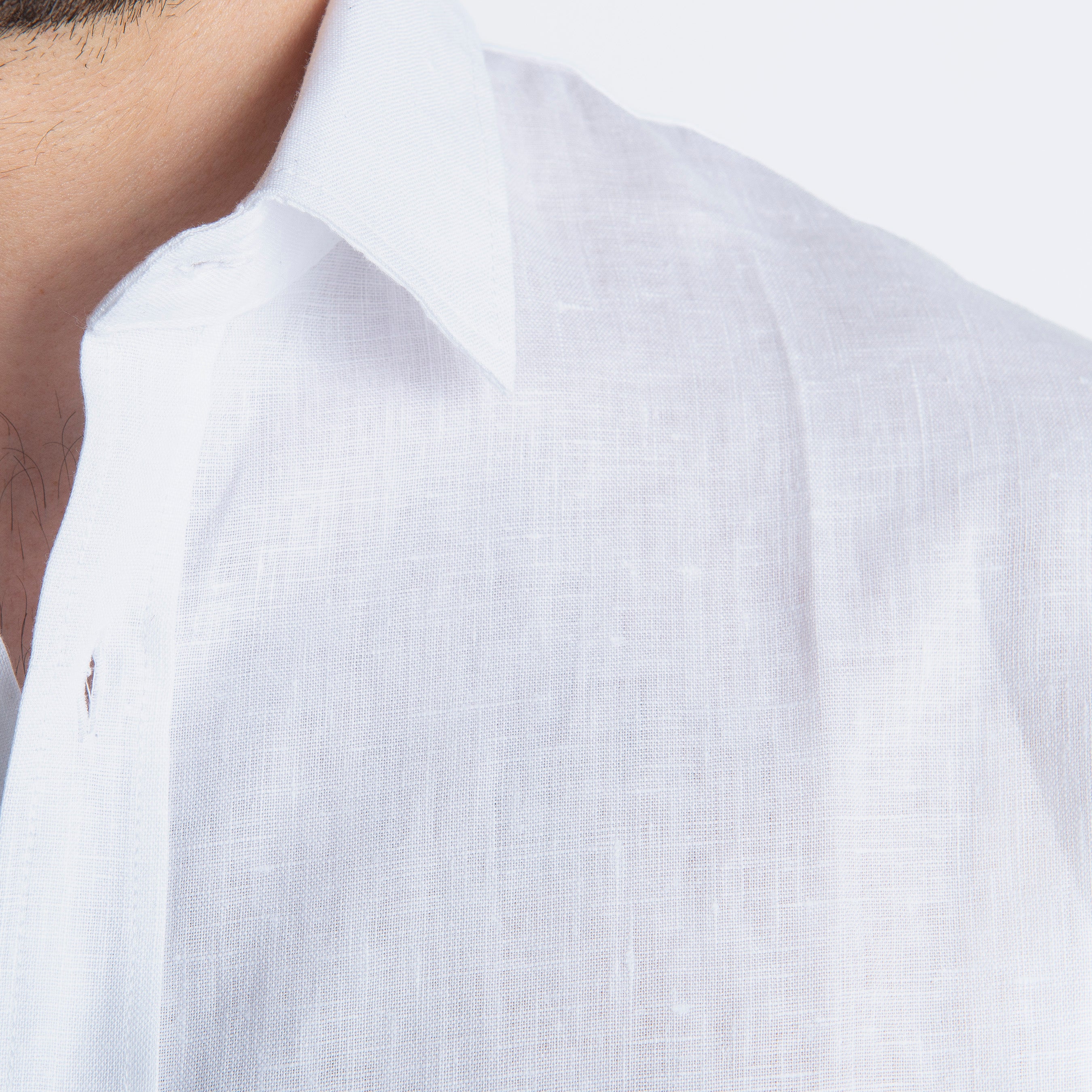 Camicia 100% Lino Irlandese Over Bianca