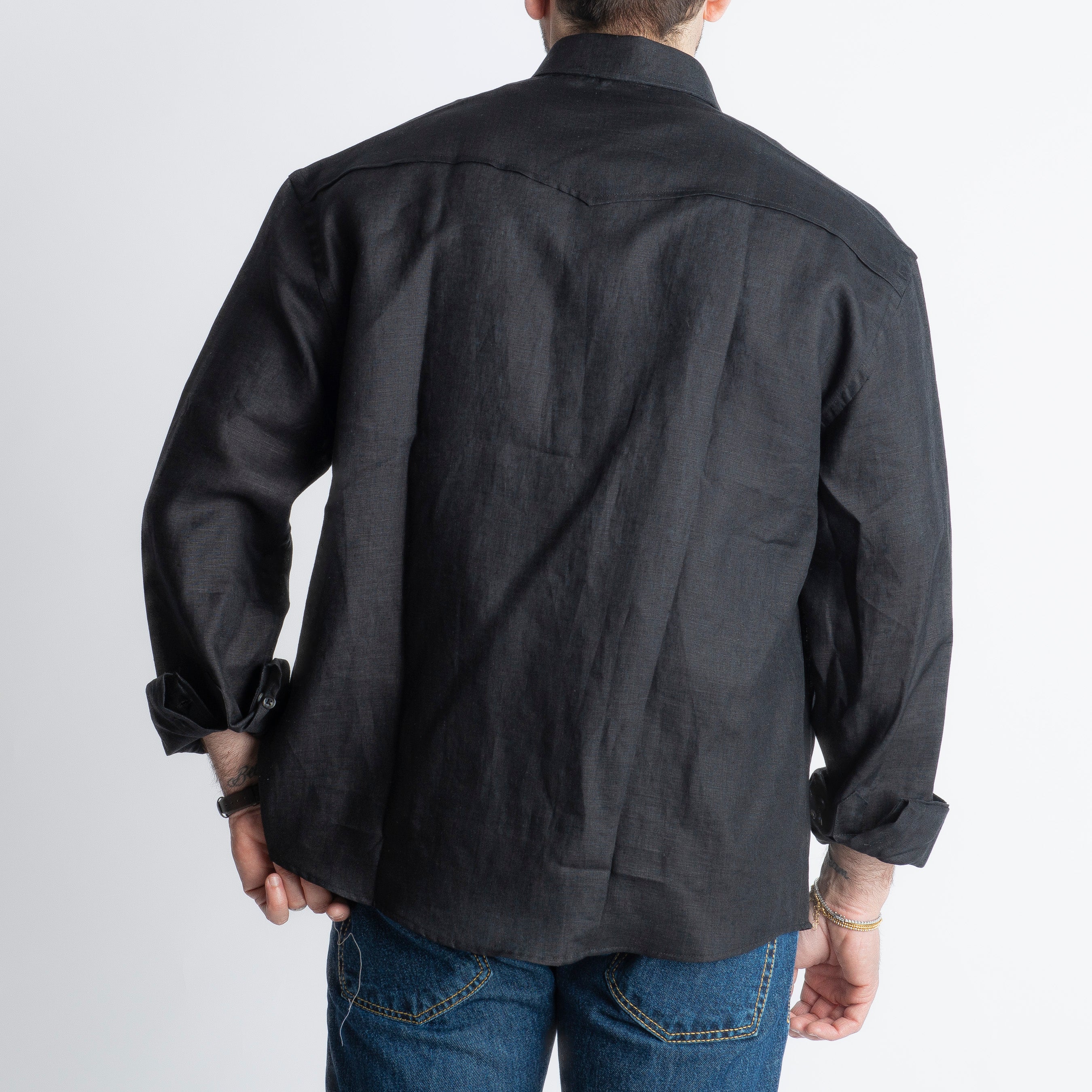Camicia 100% Lino Irlandese Over Nero