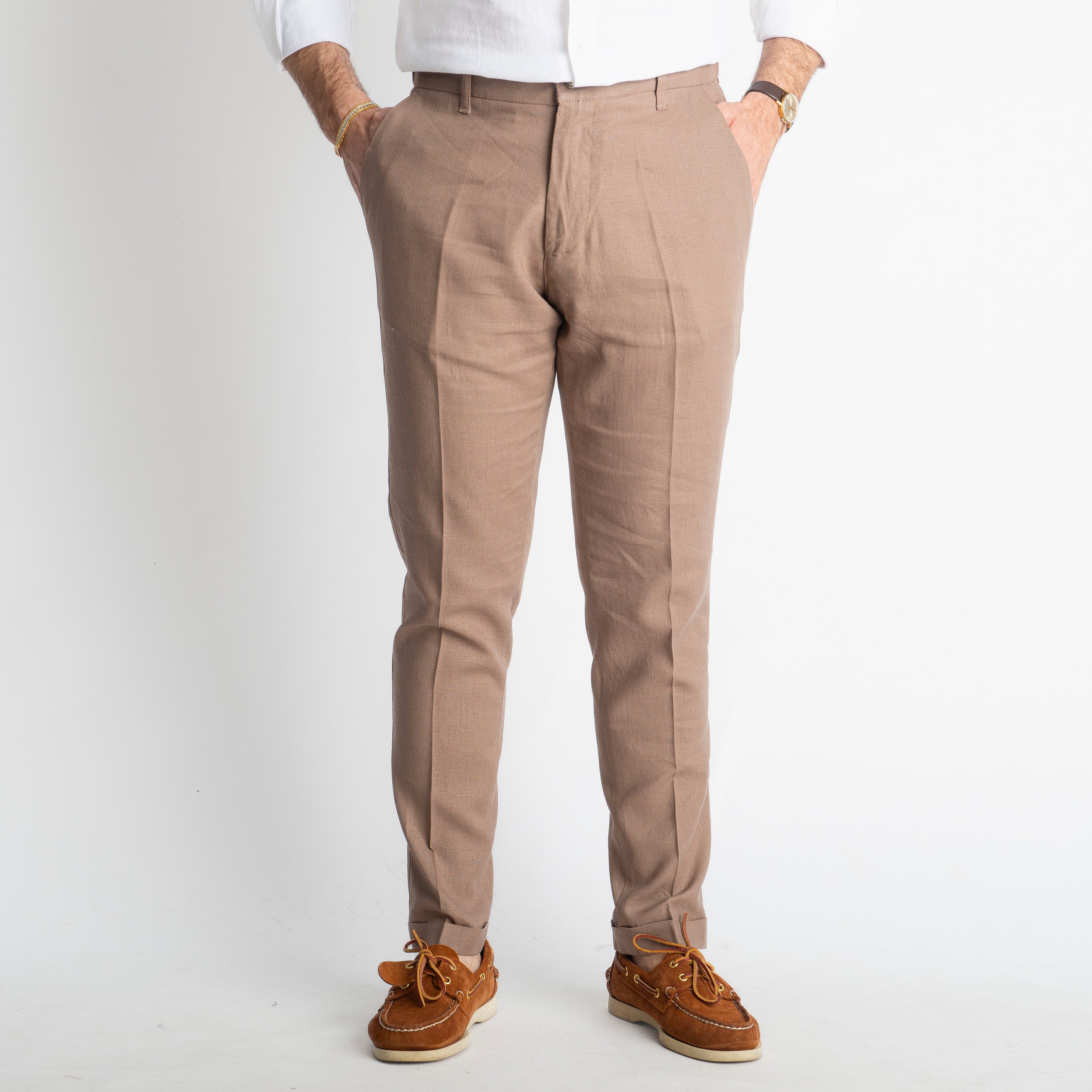 Pantalone in Lino con Elastico TO8007 Terra