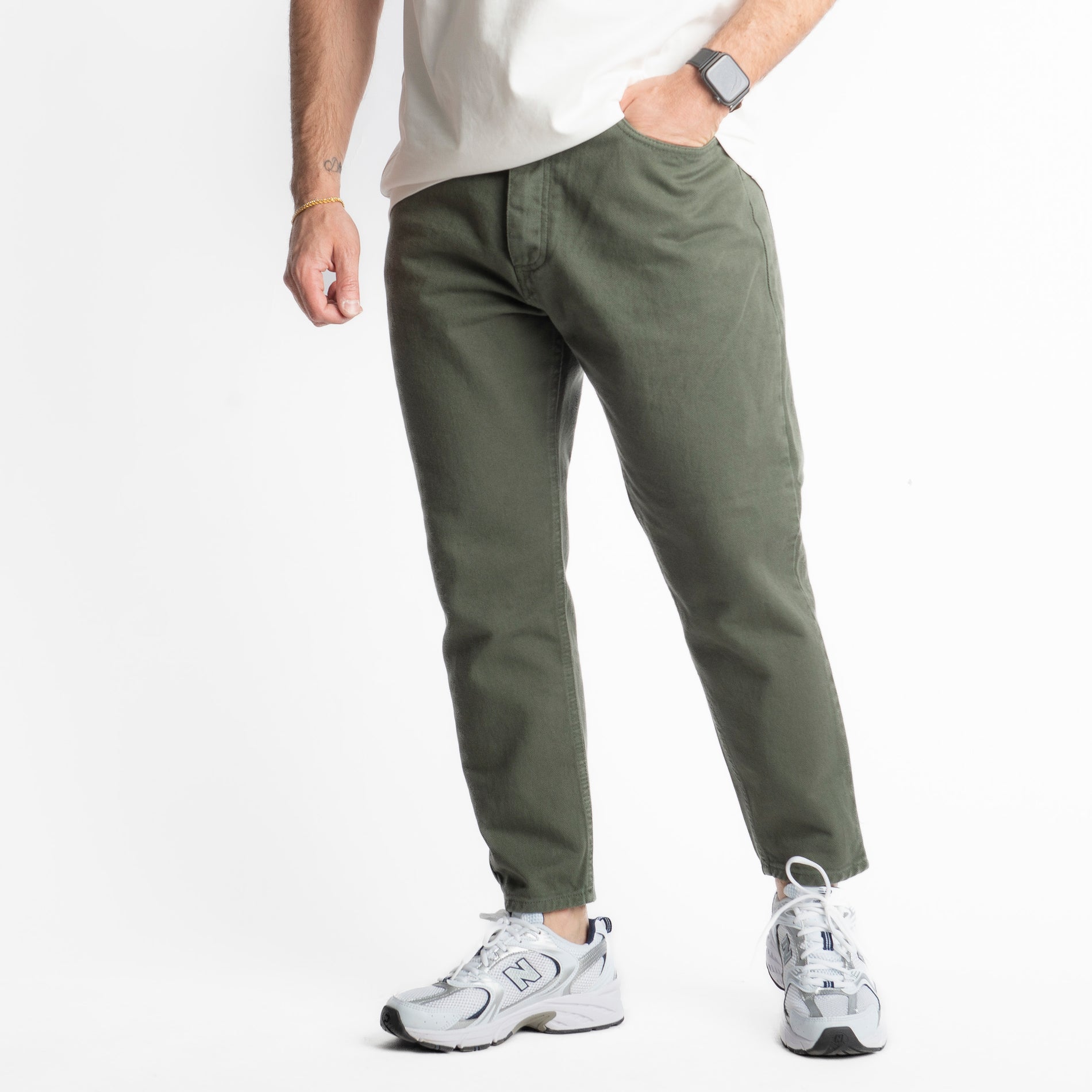 Jeans Uomo Carrot Fit Verde