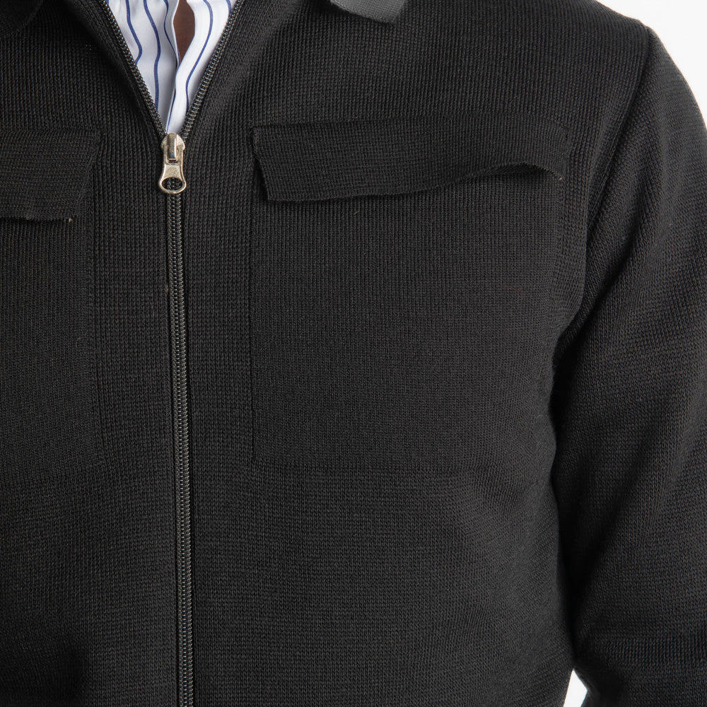 Giacca In Maglia Doppio Cursore Nero