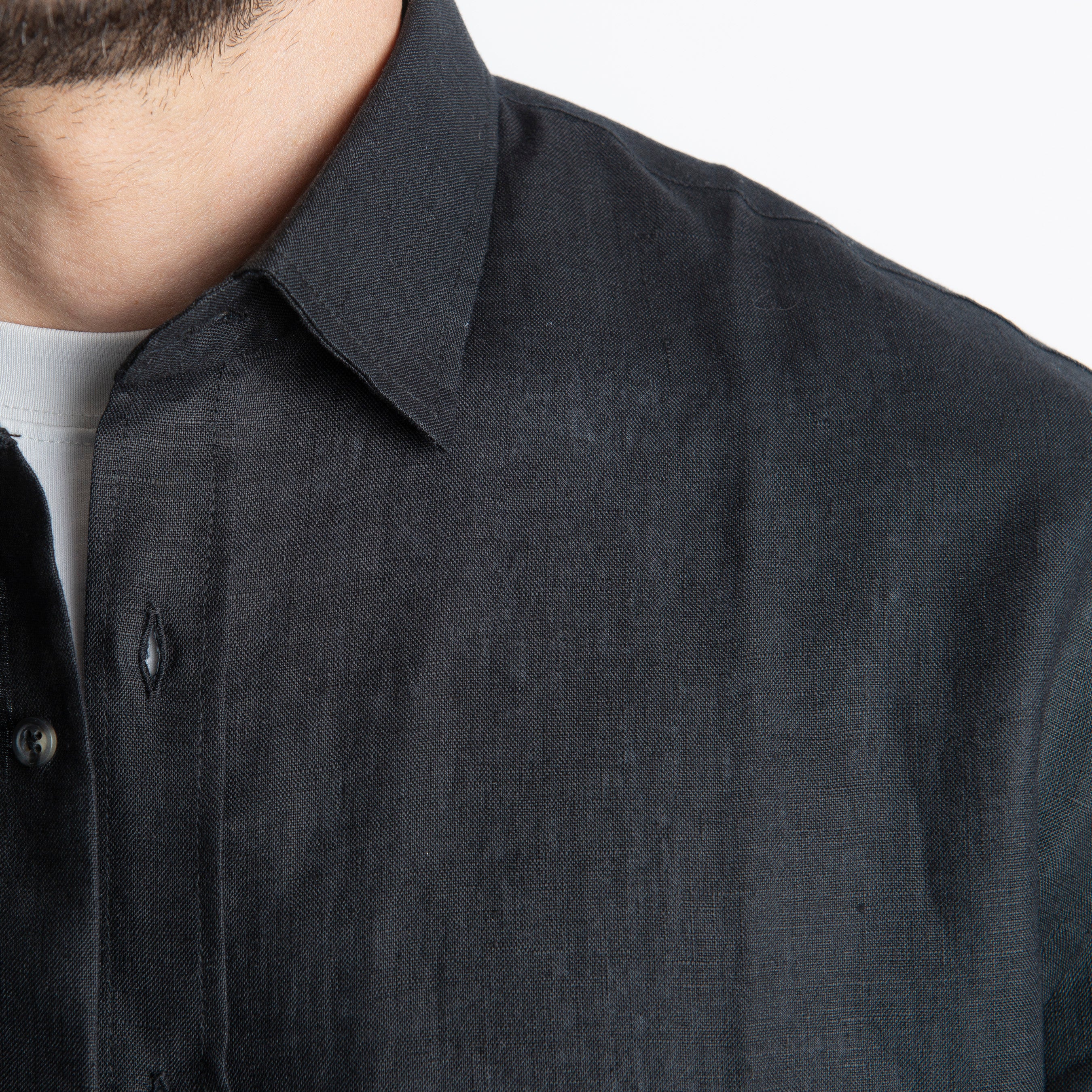 Camicia 100% Lino Irlandese Over Nero