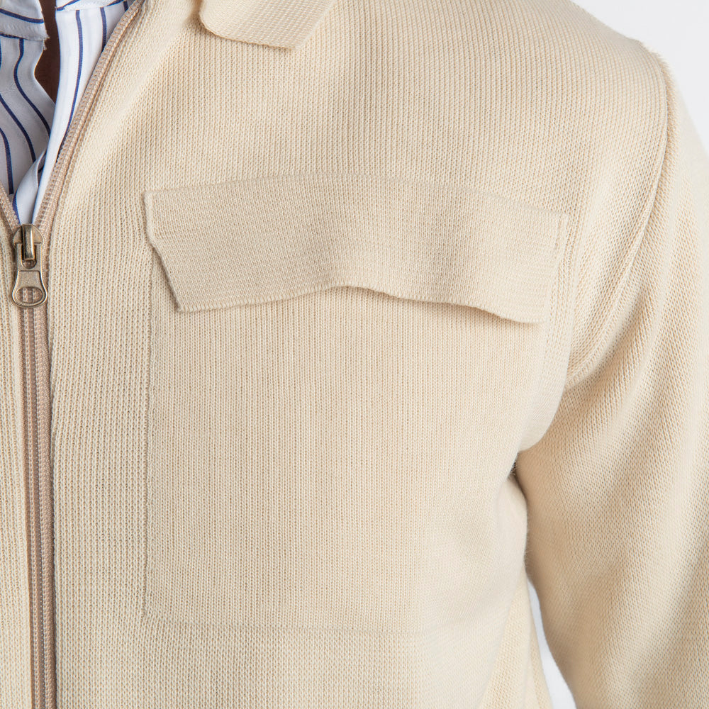 Giacca In Maglia Doppio Cursore Beige