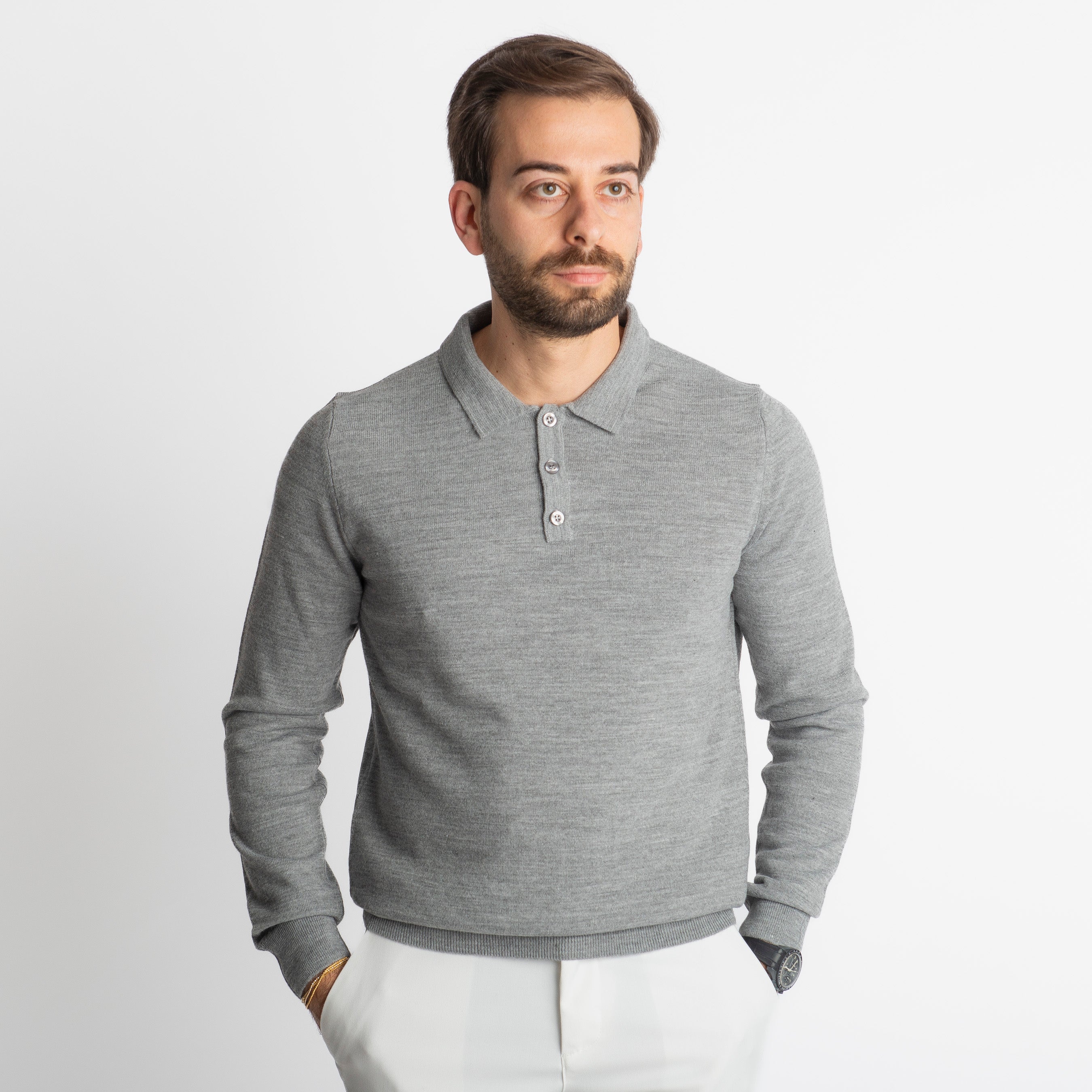 Polo Lana Merinos Grigio
