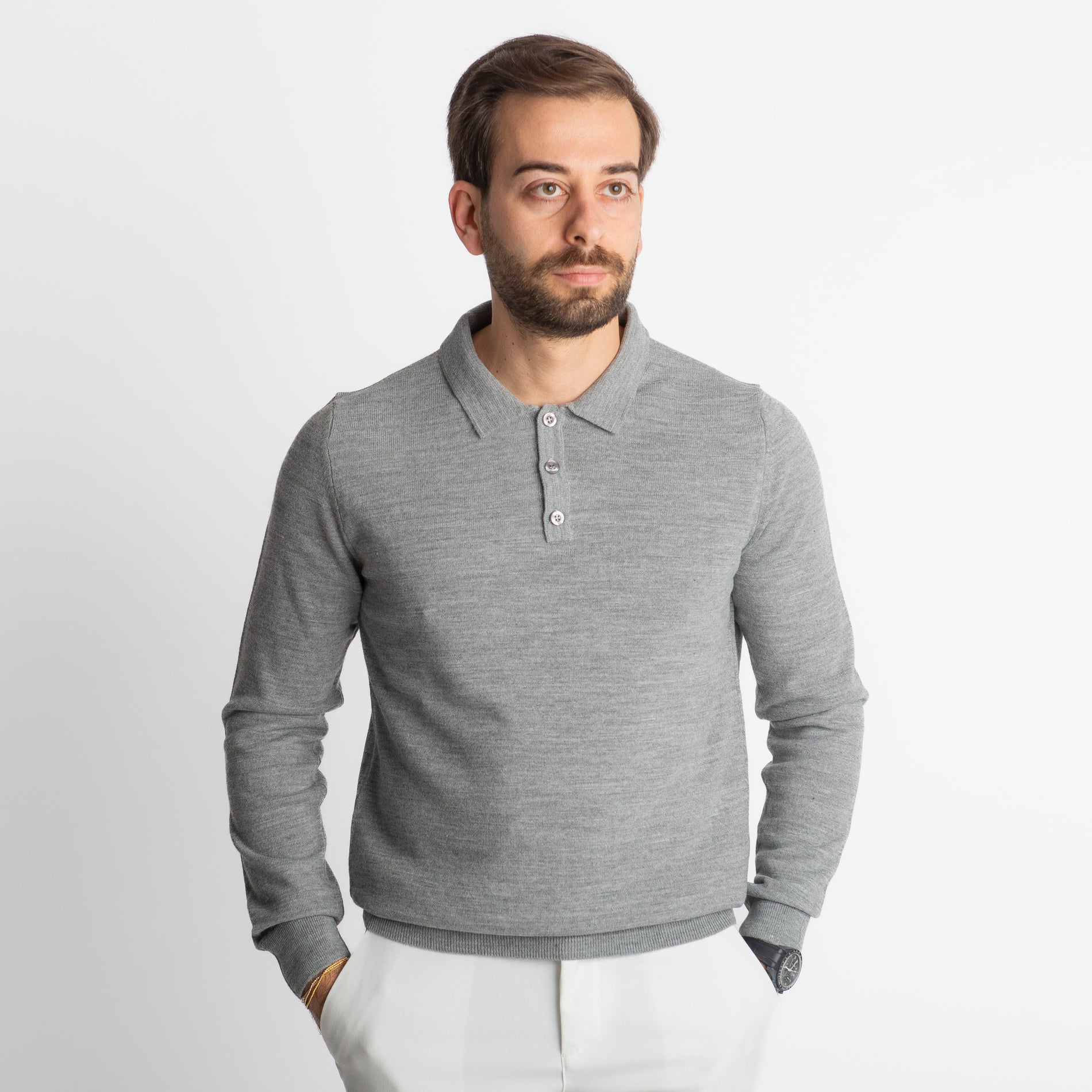 Polo Lana Merinos Grigio