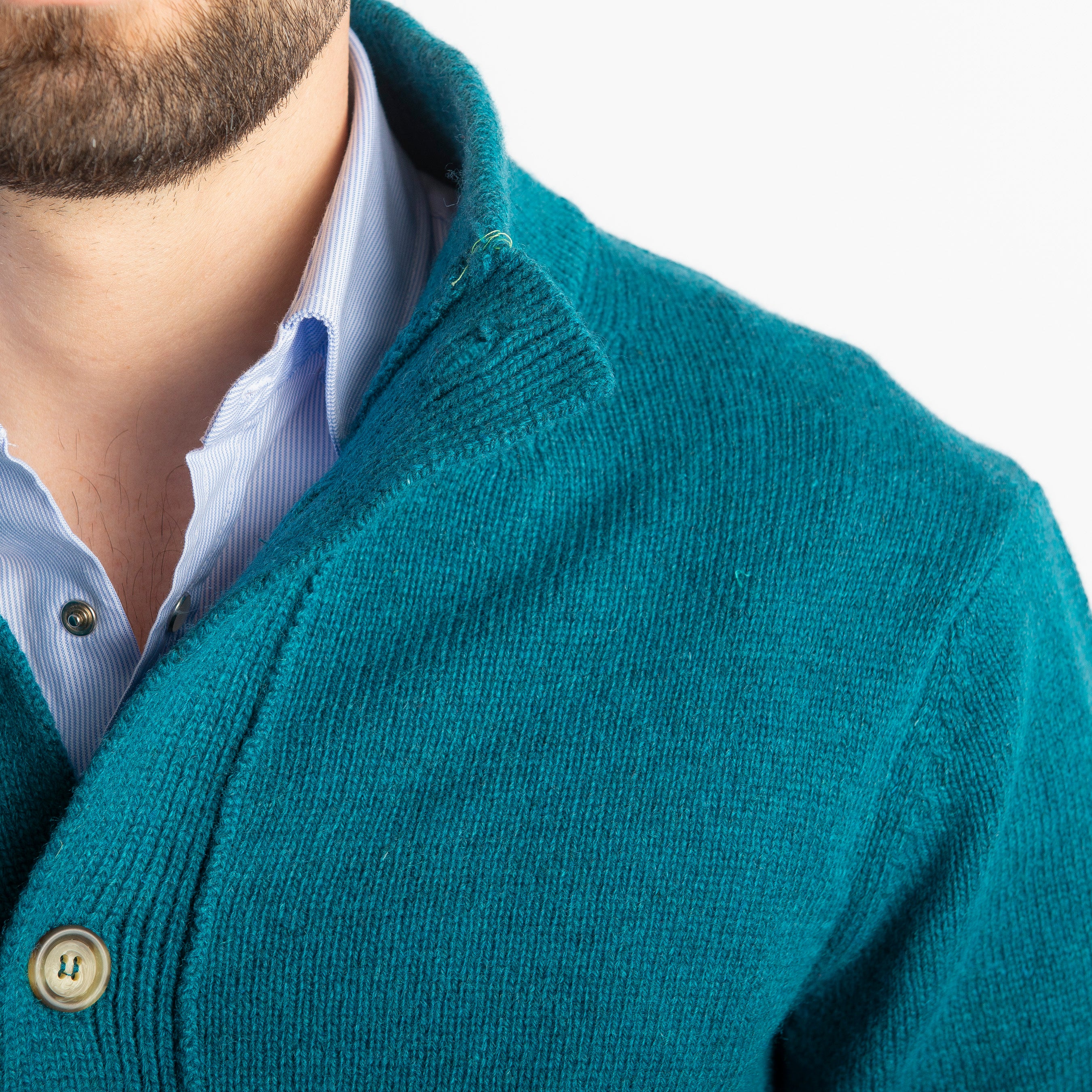 Cardigan In Lana Lambswool Verde Smeraldo