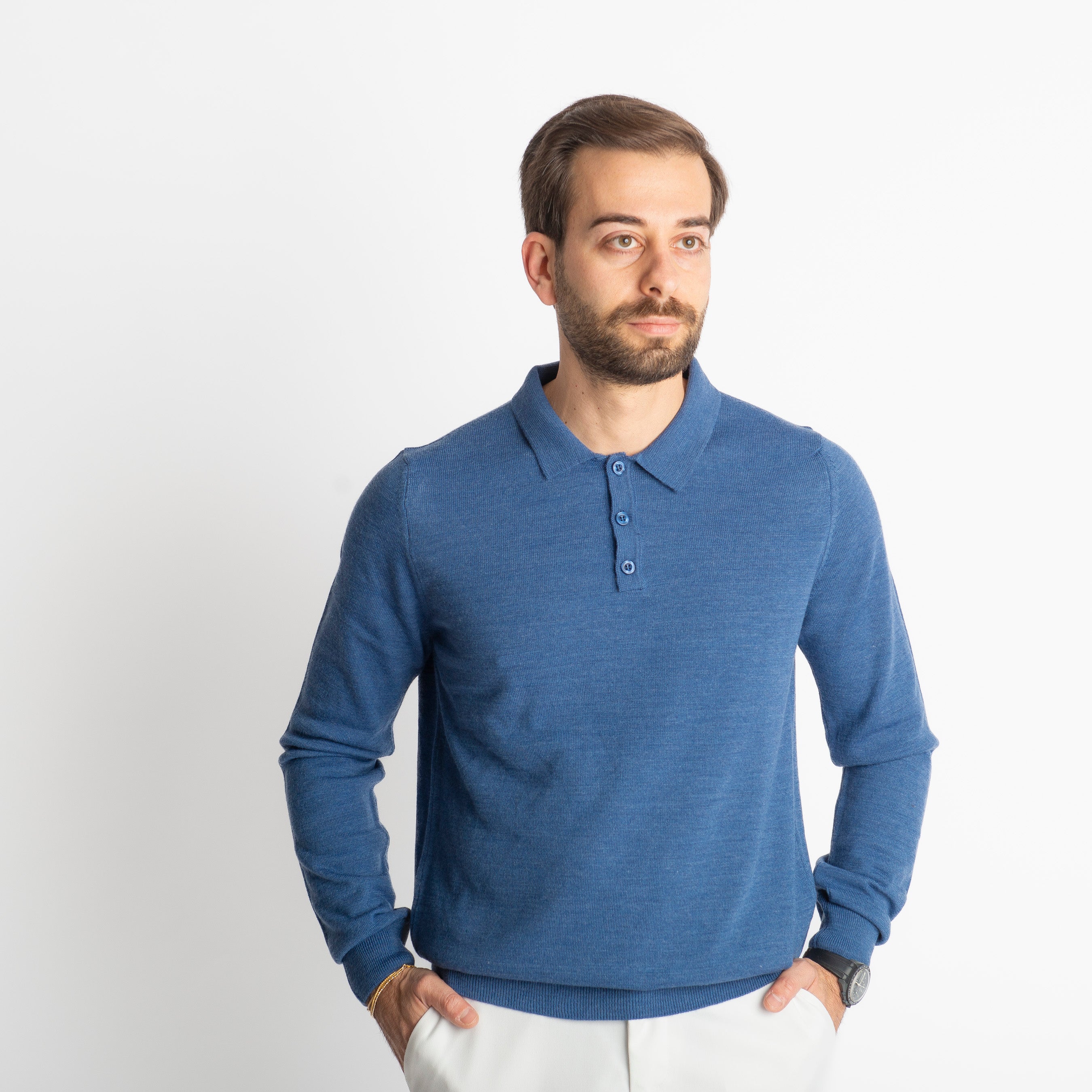 Polo Lana Merinos Indaco