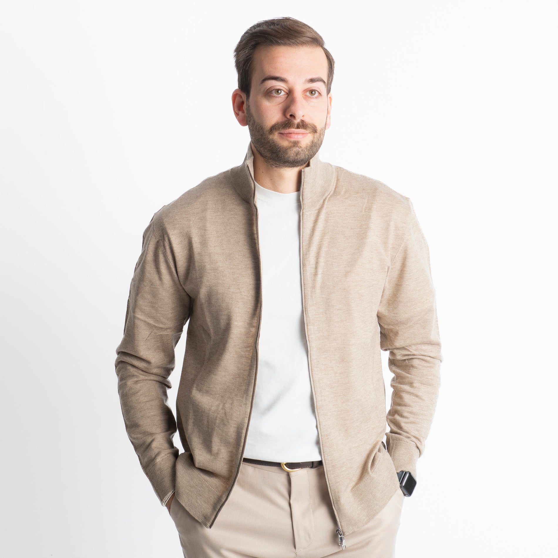 Cardigan Full Zip IT007 Beige
