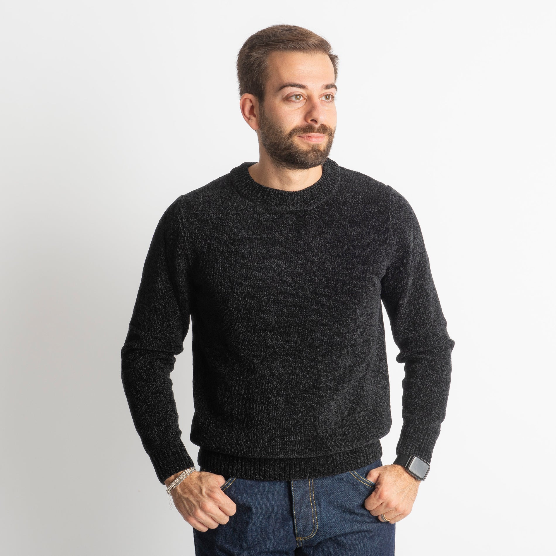 Maglione in Ciniglia 21027 Nero