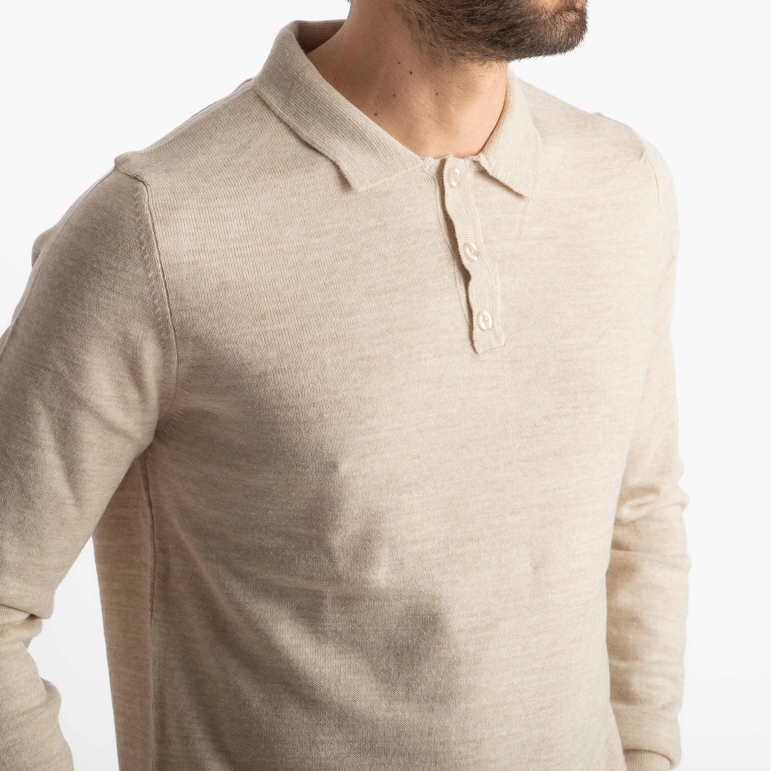 Polo Lana Merinos Beige