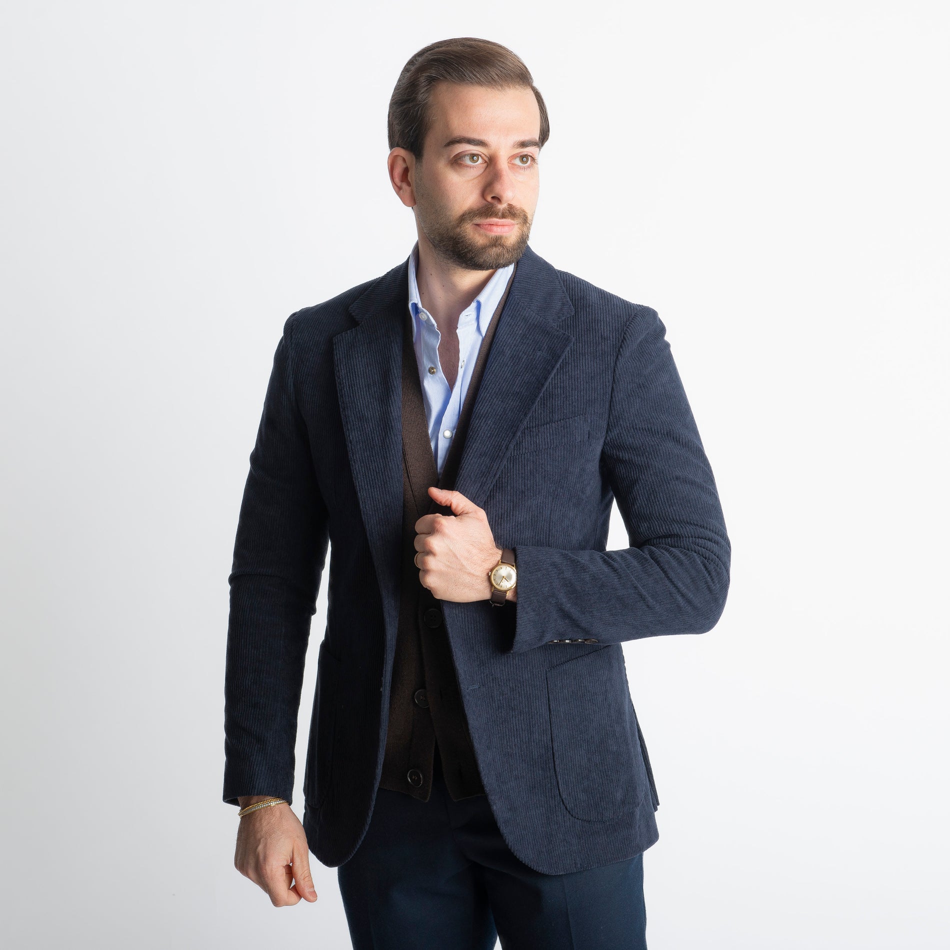 Giacca Monopetto in Velluto Blu