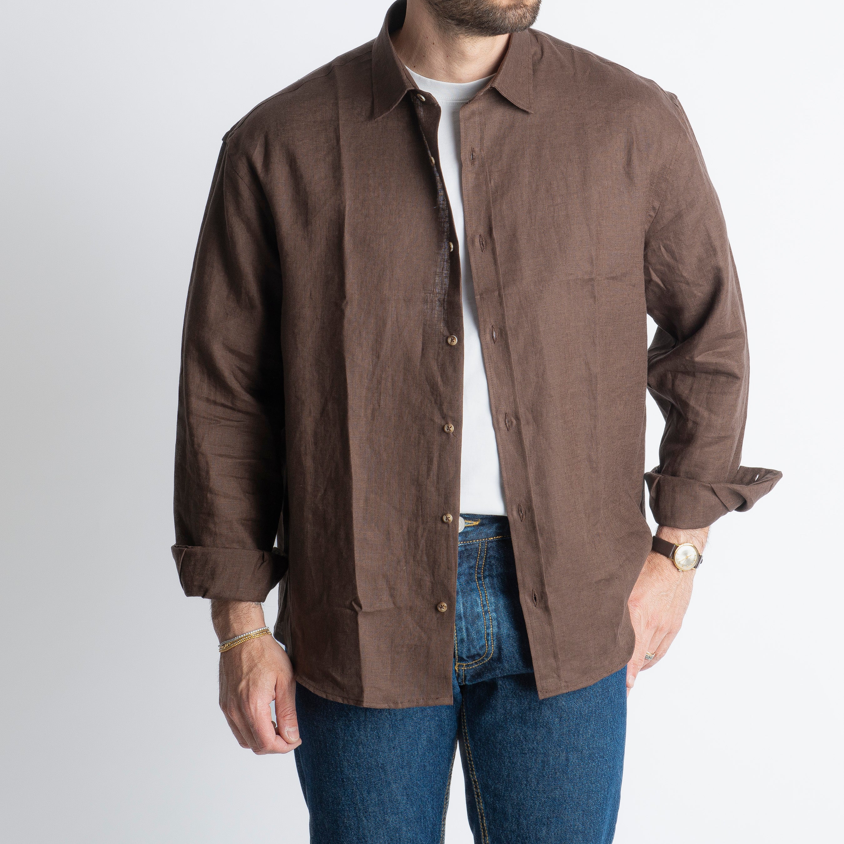 Camicia 100% Lino Irlandese Over Moro