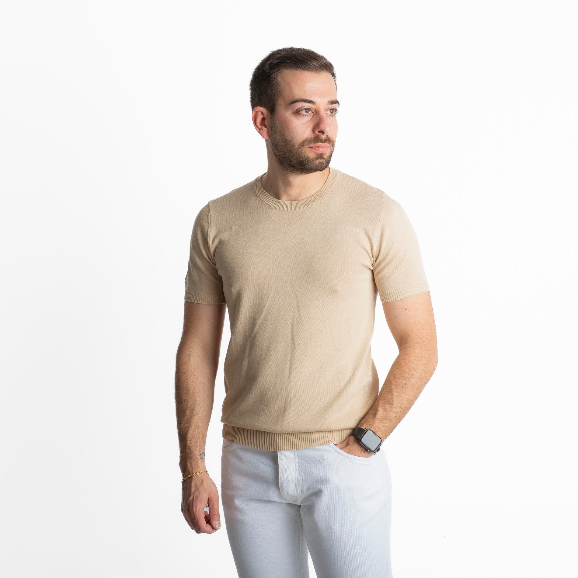 T-shirt in Maglia Beige