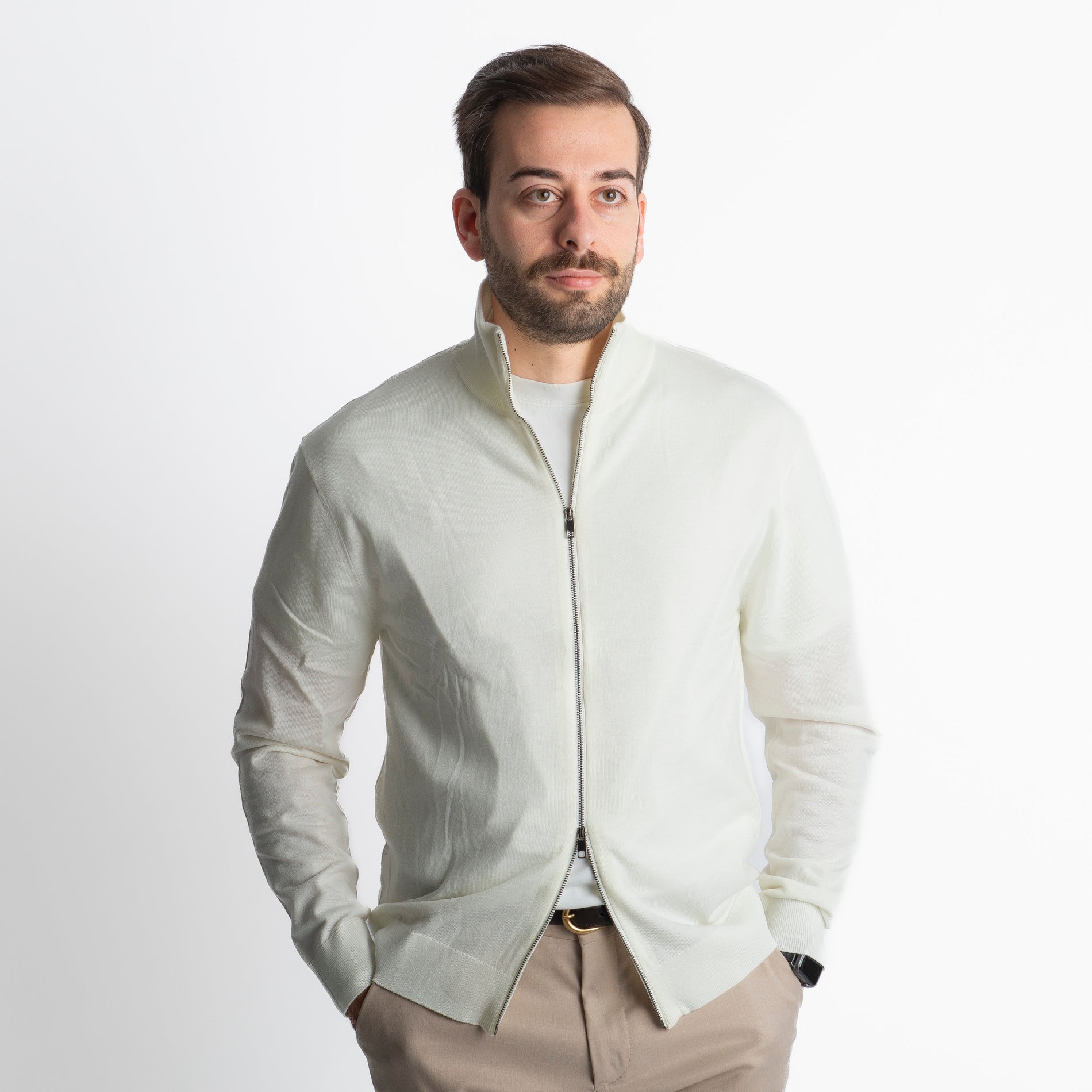 Cardigan Full Zip IT007 Panna