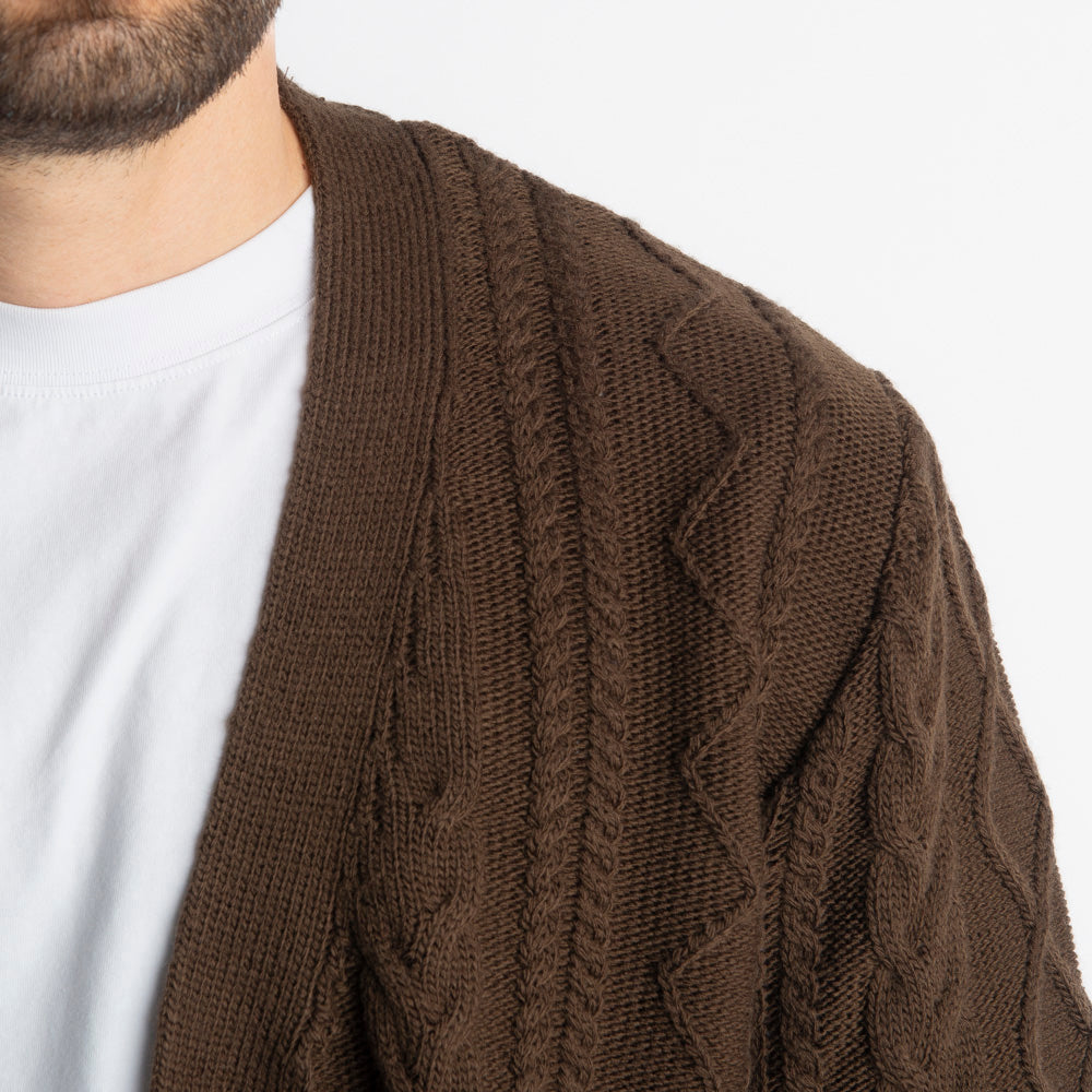 Cardigan In Lana Con Treccia Moro