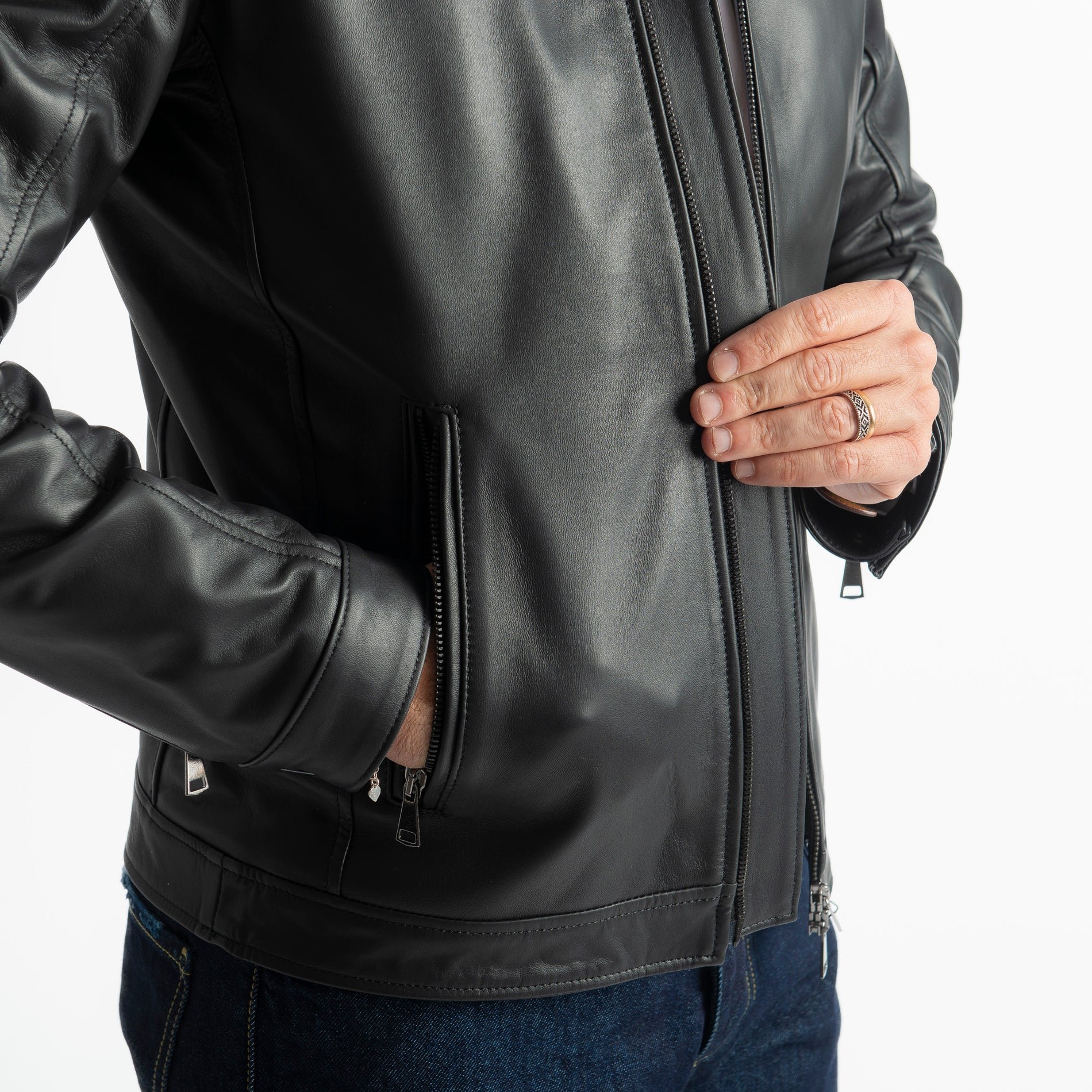 Giubbino Biker Rebel Vera Pelle Nero