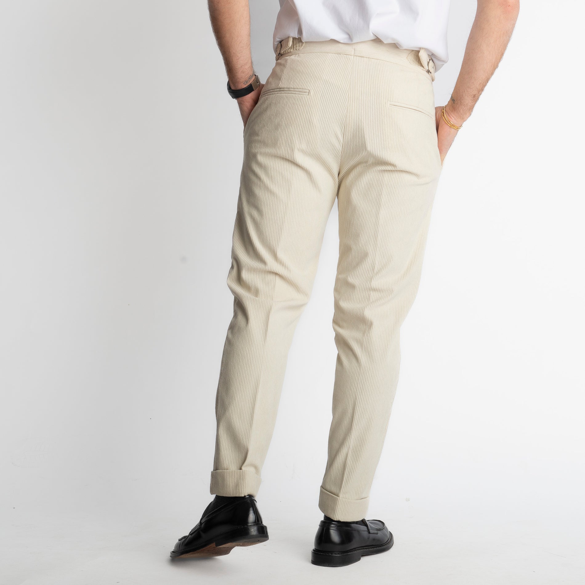 Pantalone Pisa Con Fibbia In Velluto A Coste Burro