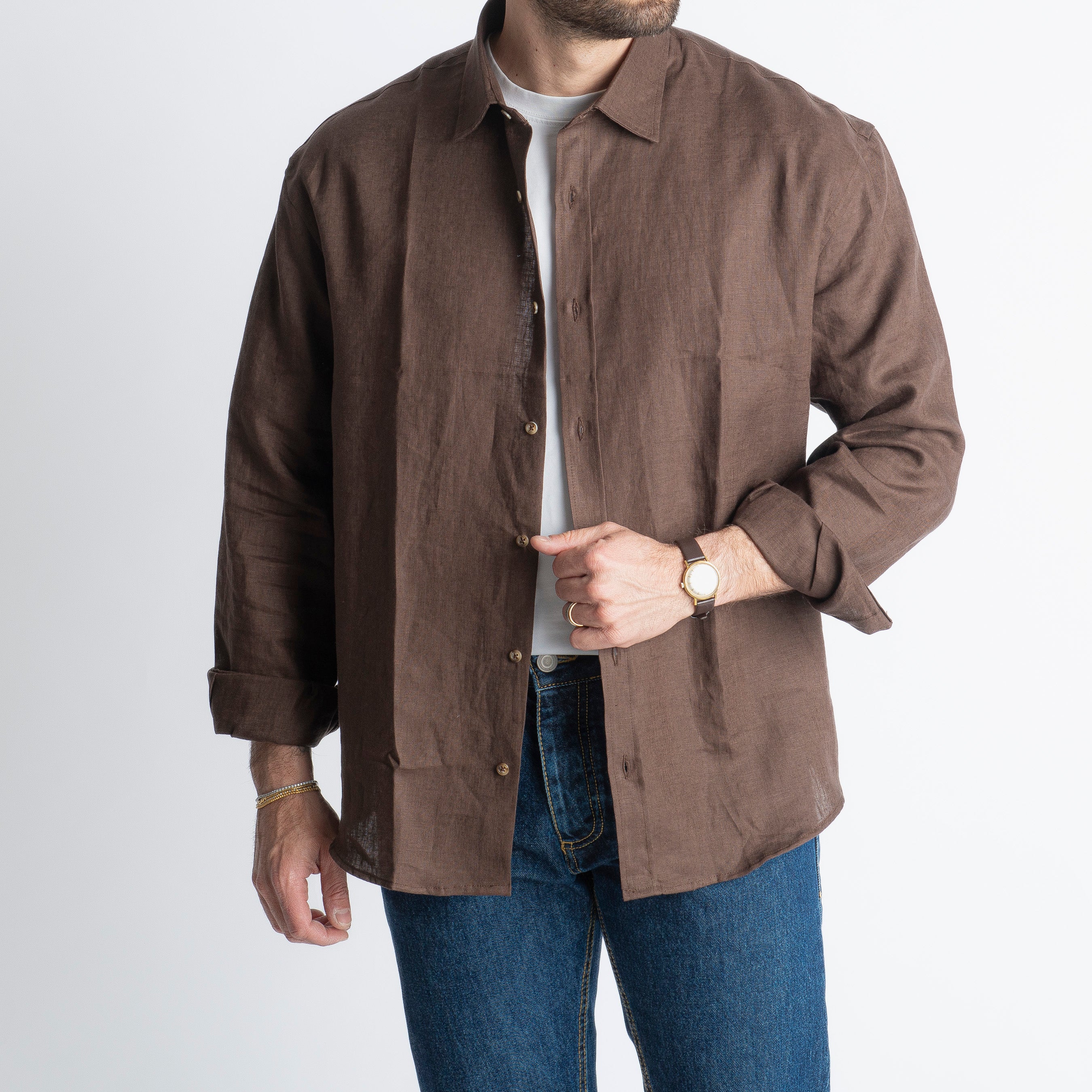 Camicia 100% Lino Irlandese Over Moro