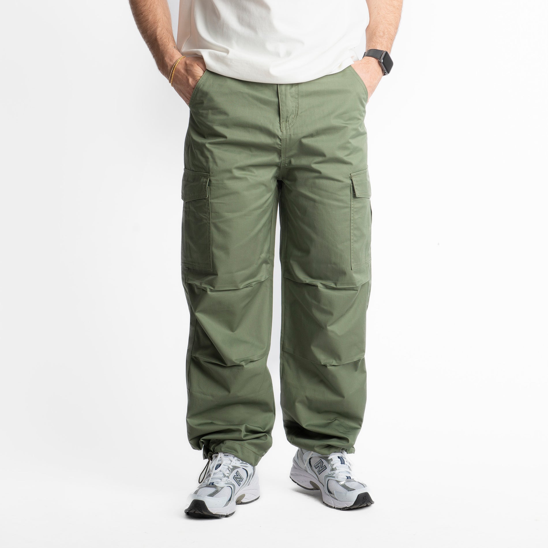 Pantalone Cargo con Coulisse in vita Verde