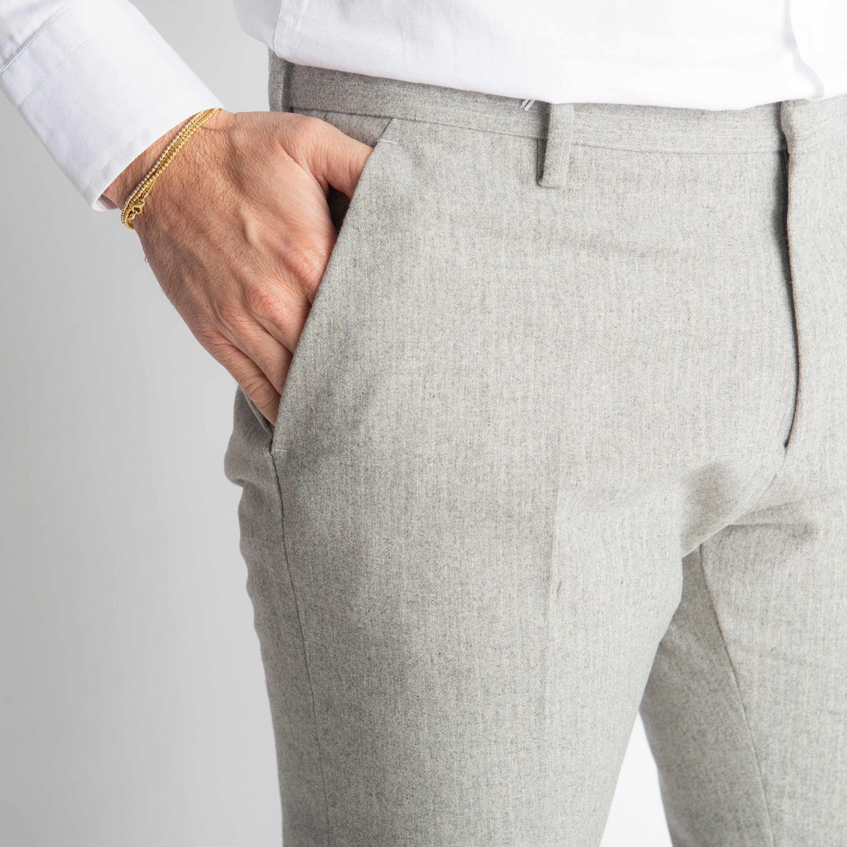 Pantalone TO8011 Wool Rigato Grigio Chiaro